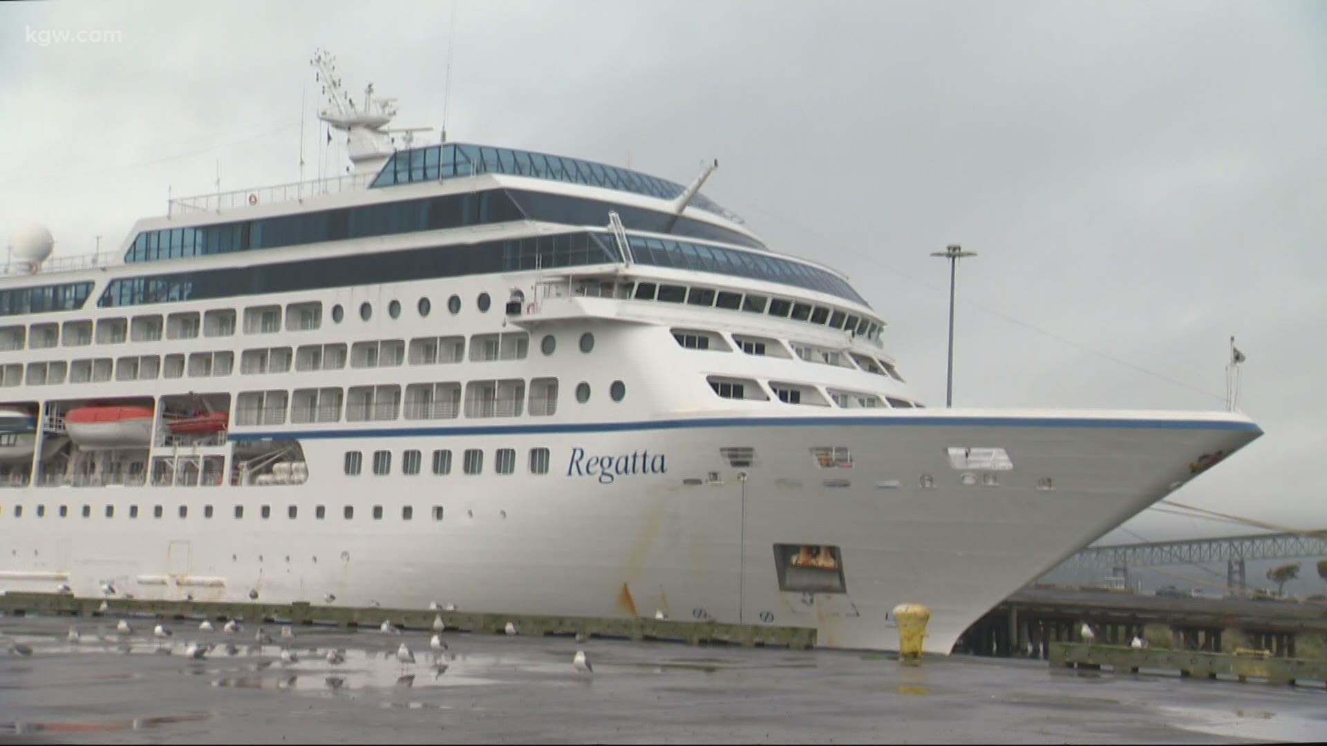For the first time in seven months, a cruise ship docked in Astoria. But the crew is not allowed to leave the ship. Devon Haskins explains.
