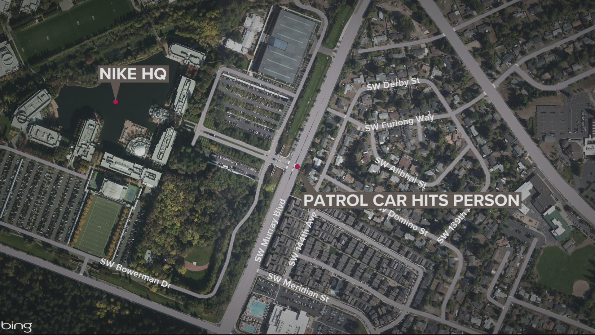 The crash happened shortly before 2 a.m. Thursday near the Nike World Headquarters campus in Beaverton.