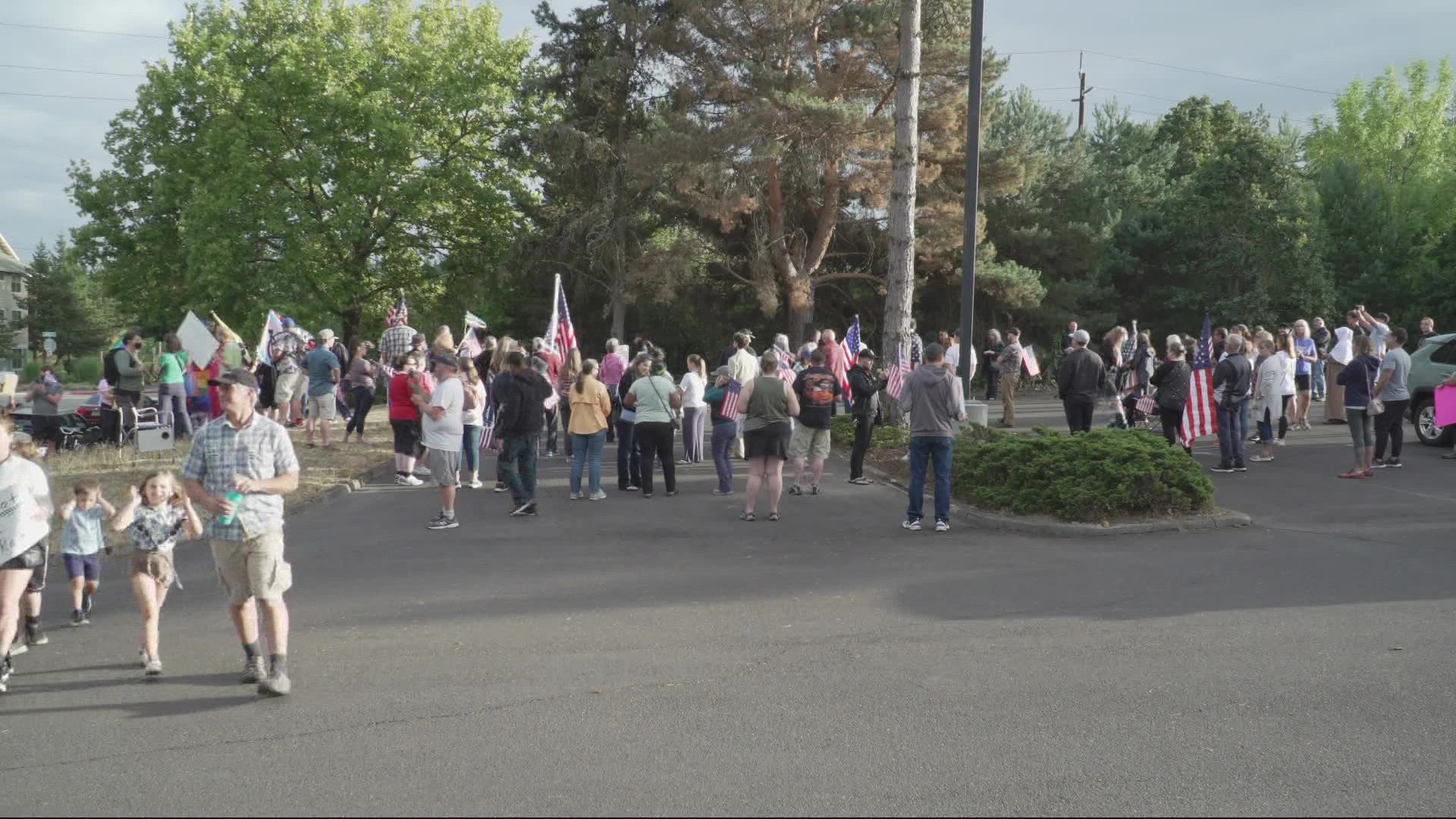 Protesters were out in Beaverton, protesting being unable to give live testimony, or live comments, during a virtual school board meeting.