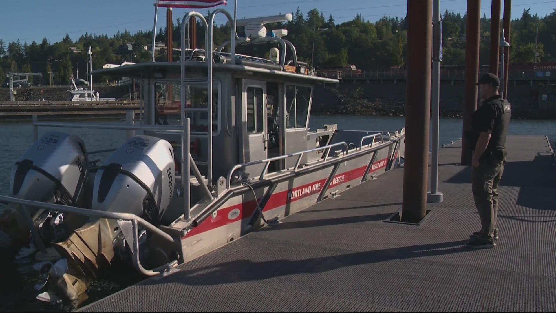 A suspect is in custody accused of stealing a rescue boat in Portland and taking it for a joy ride on the Columbia River, before beaching it in Kalama.