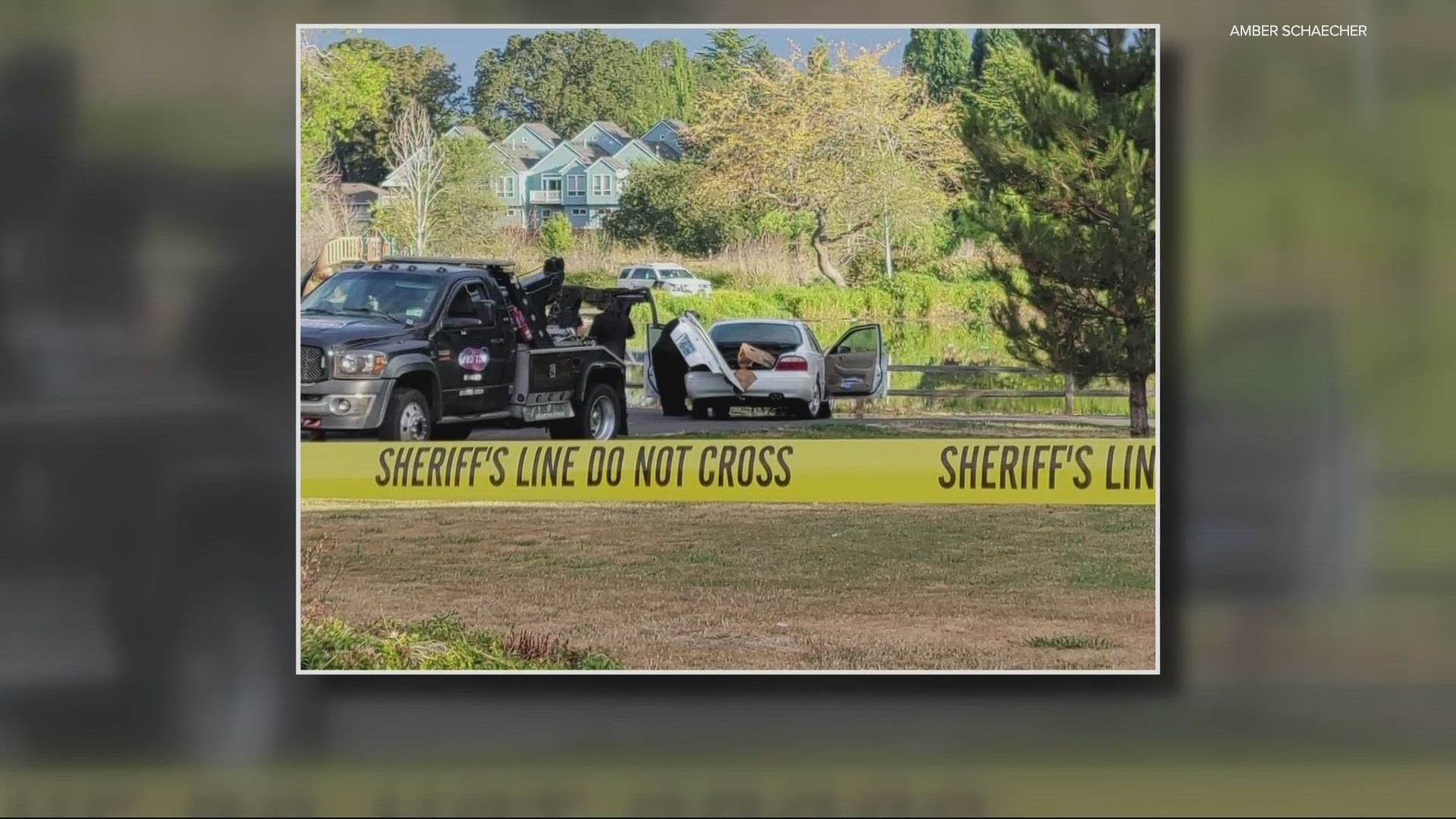 The man found inside the car was identified by the Washington County Sheriff's Office as Mark Shelton, 56. Deputies said the vehicle drove into the lake at 3:24 a.m.