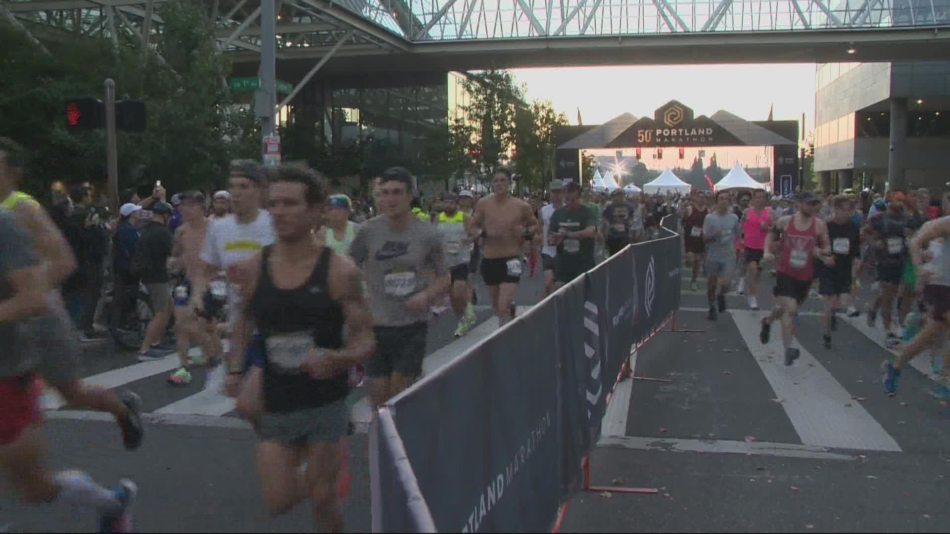 After a cancelled race in 2020 and a smaller crowd in 2021, the Portland Marathon roared back Sunday. About 7,000 runners joined the race.