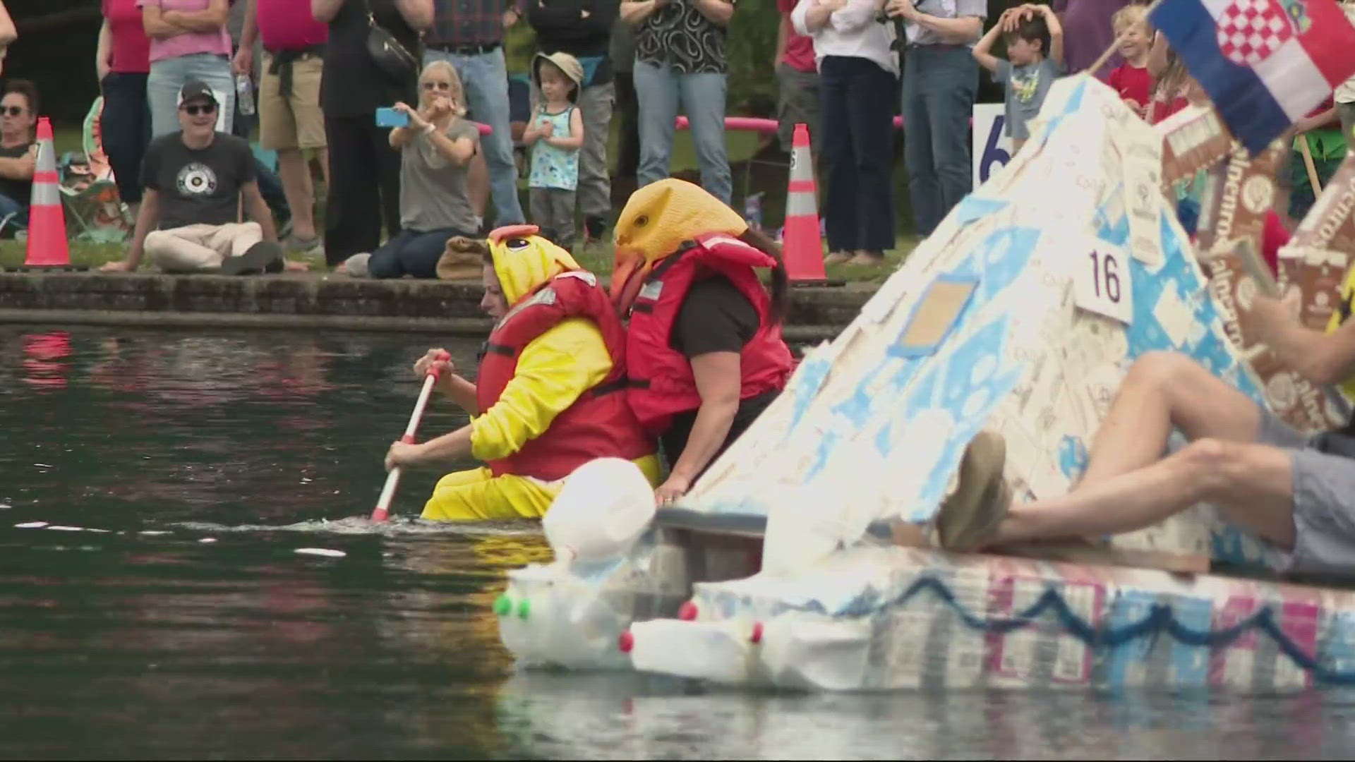The "Royal Rosarian Milk Carton Boat Race" is the last event of this year's Rose Festival.