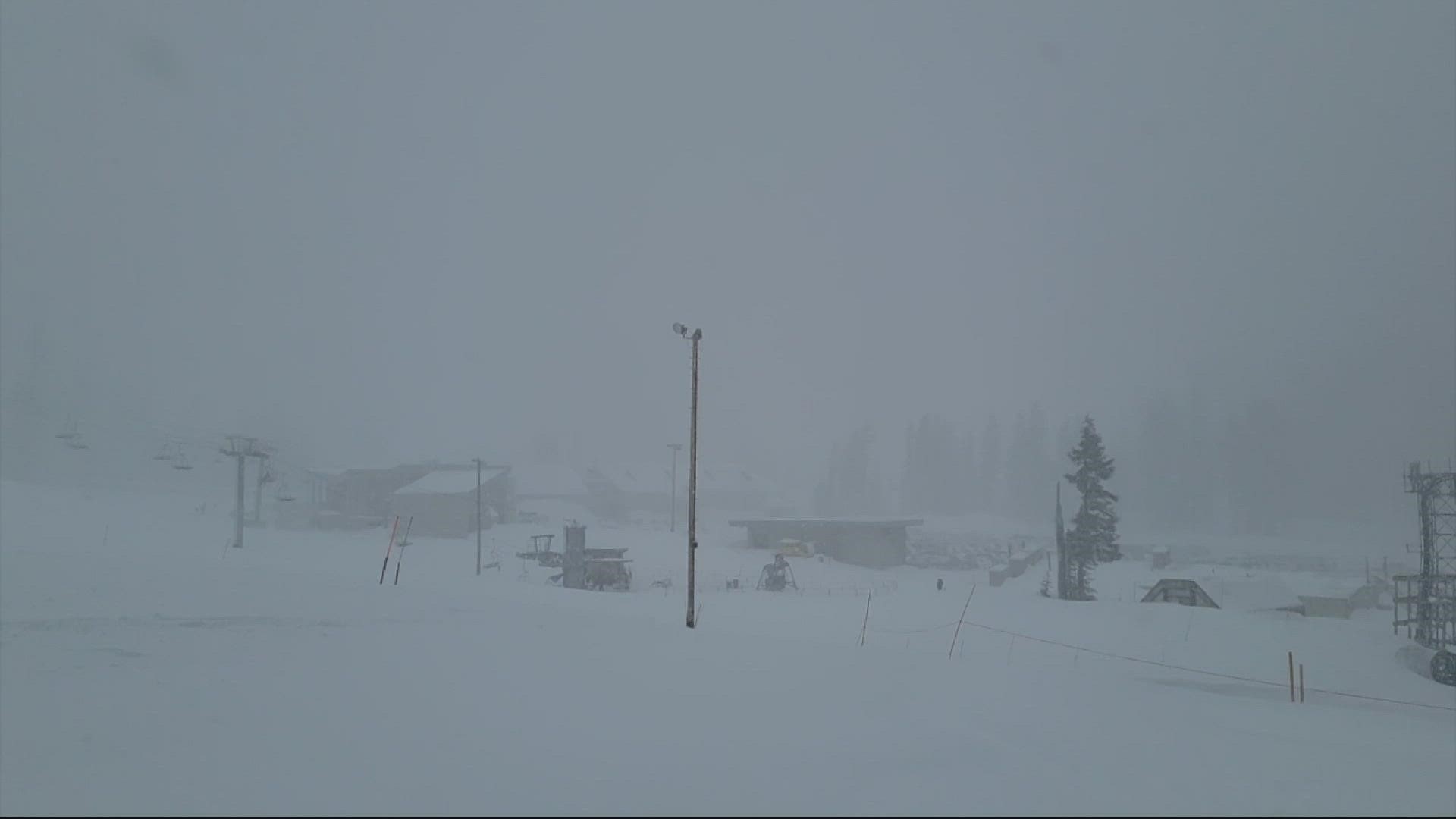 Mount Hood Meadows had fresh powder on every run Monday after a historic spring snowstorm in the region.