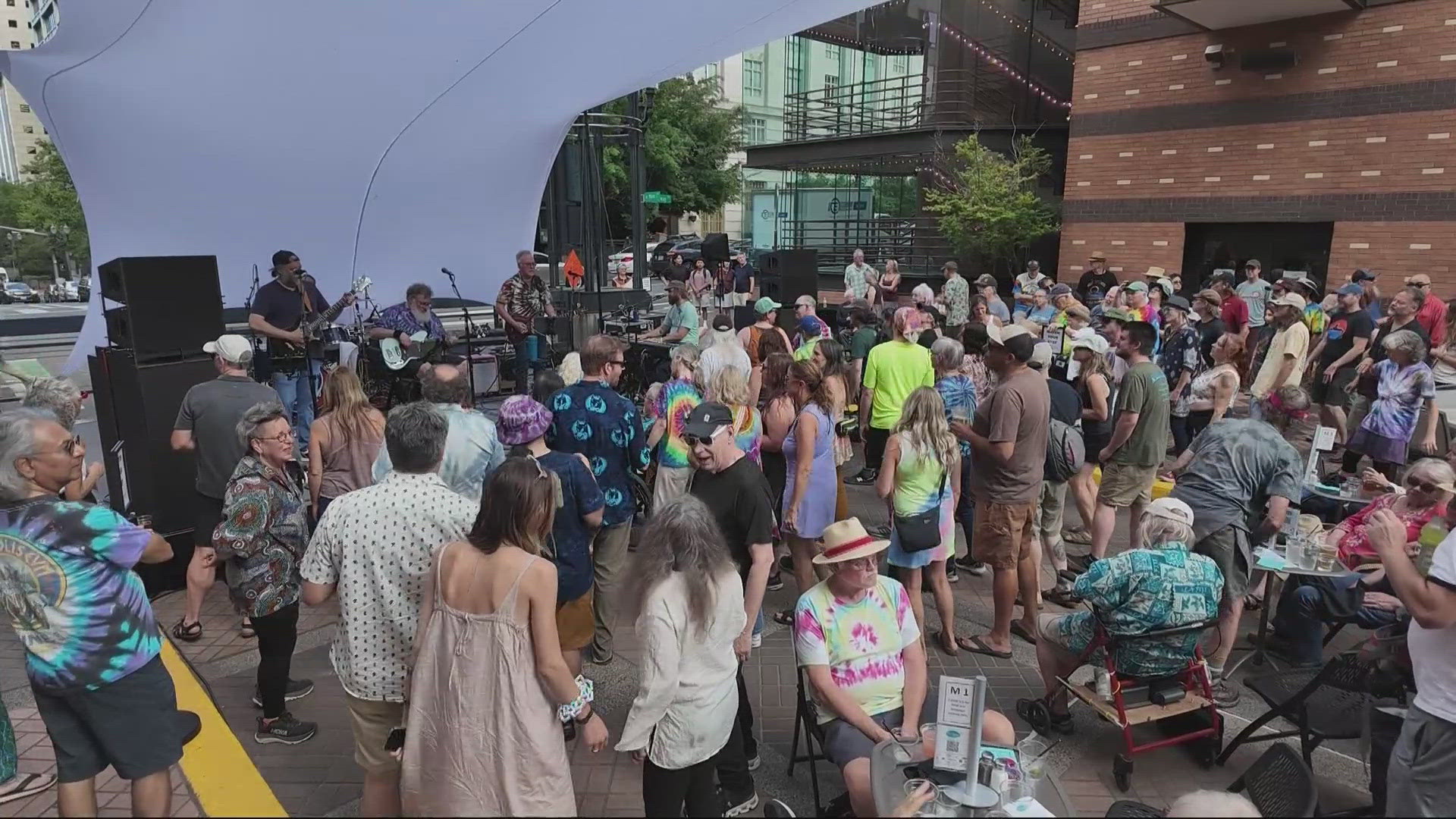 This is the third Wednesday for the free concert series in downtown Portland, right next to the Schnitzer Concert Hall.