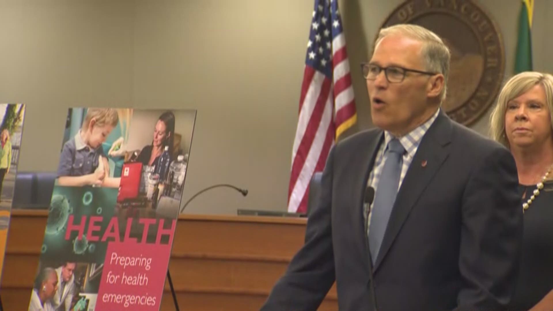 Gov. Inslee was in Clark County Friday morning for the official signing ceremony, where over 70 cases of measles were reported through March. Most of those people were not vaccinated.
