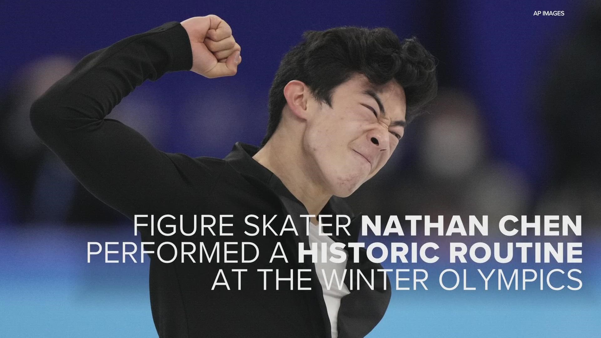 Figure skater Nathan Chen shattered the world record in the men's short program Monday night. He opened with a perfect quad flip and scored 113.97 points.