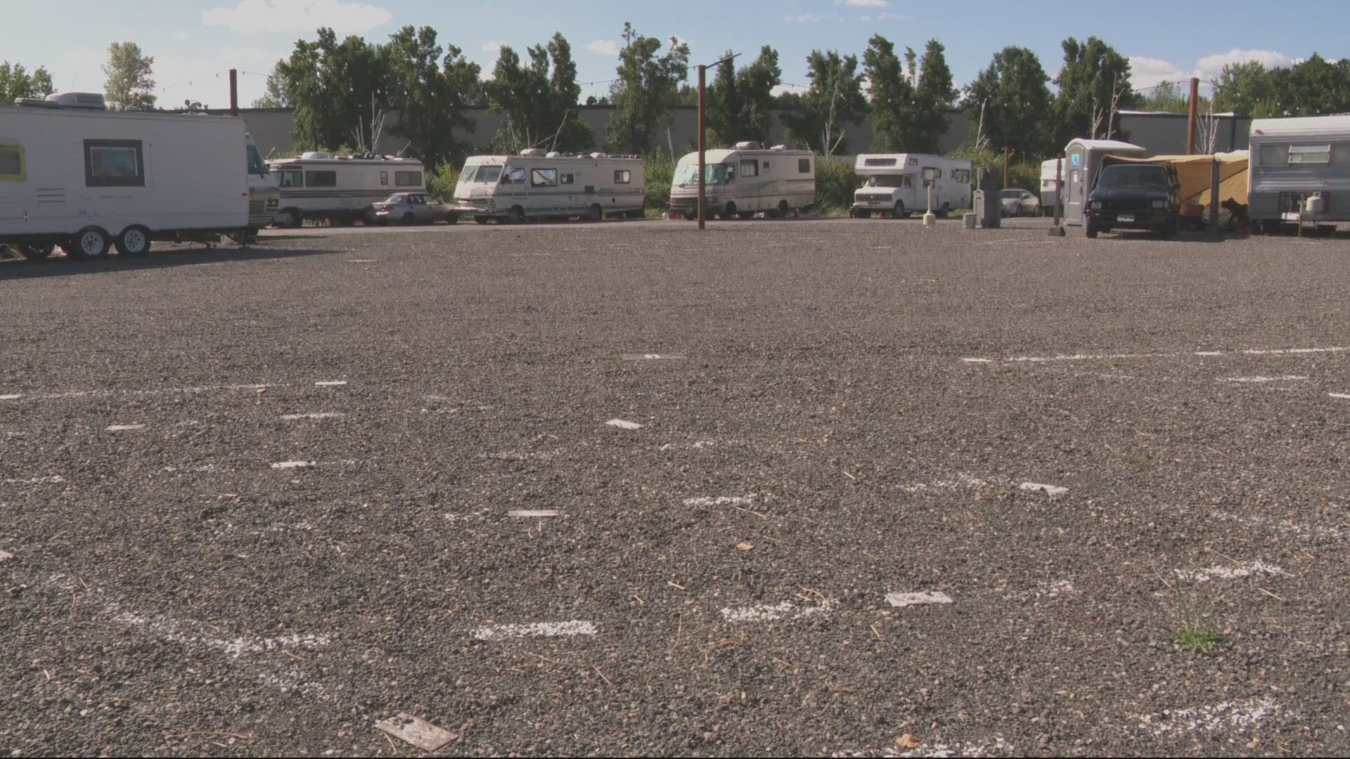 The city-sanctioned Safe Rest Park located in Northeast Portland can hold 55 vehicles. It's holding 25 residents currently. Dozens of homeless people live in broken-