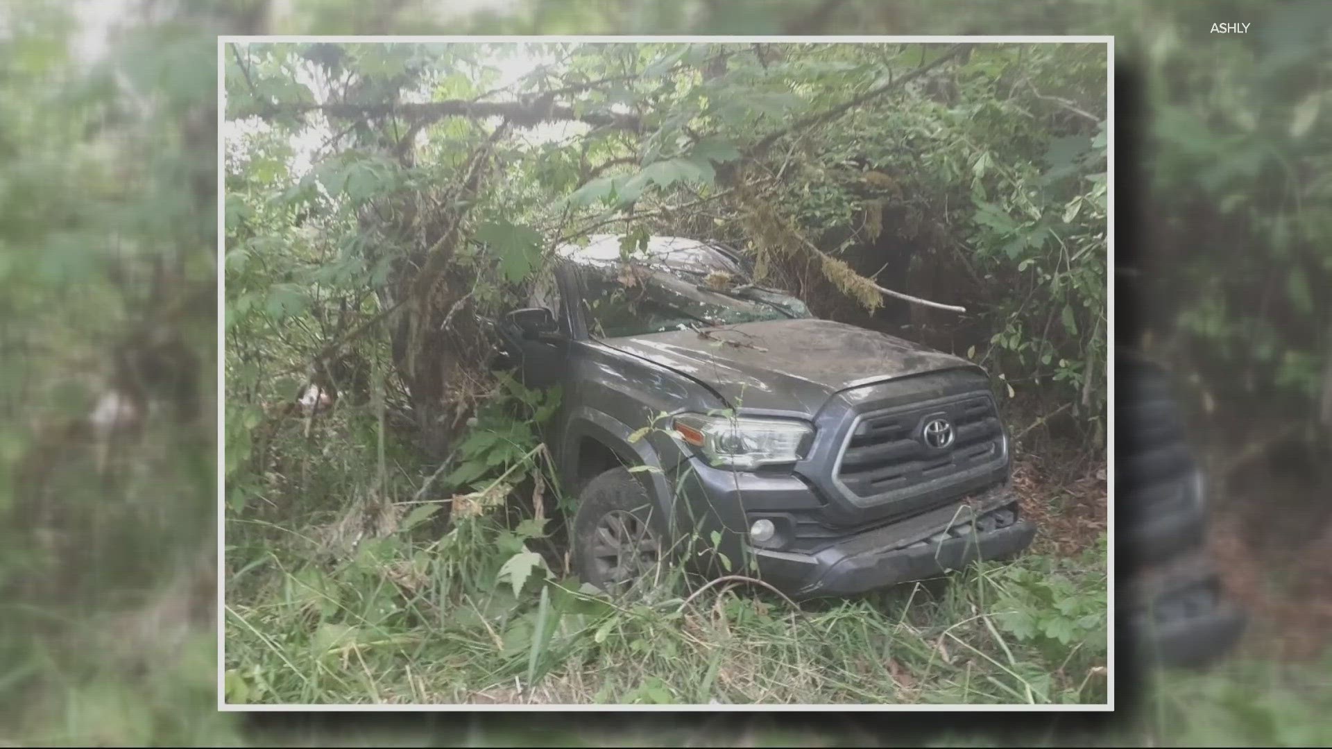 A woman in Vernonia was headed home Friday when her truck slide off the road.