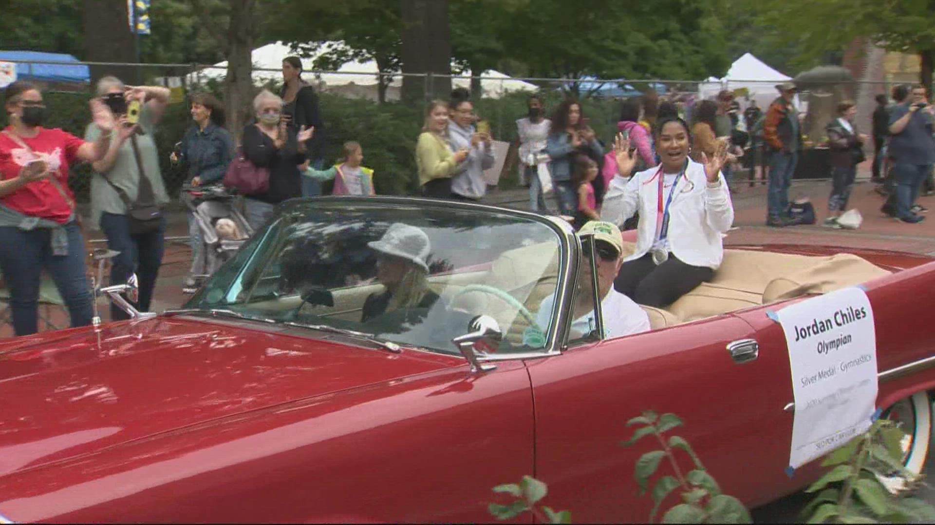 The city of Vancouver hosted a homecoming parade to honor Olympic silver medalist Jordan Chiles. The TEAM USA gymnast also received a key to the city.