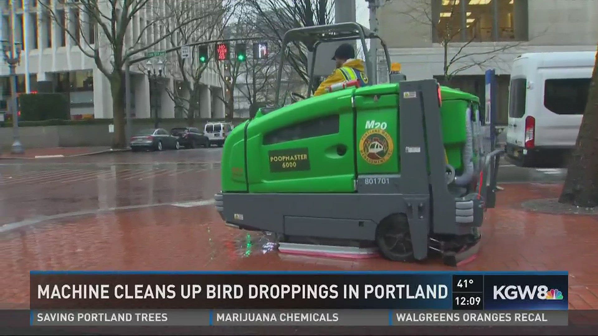Machine cleans up bird droppings in Portland