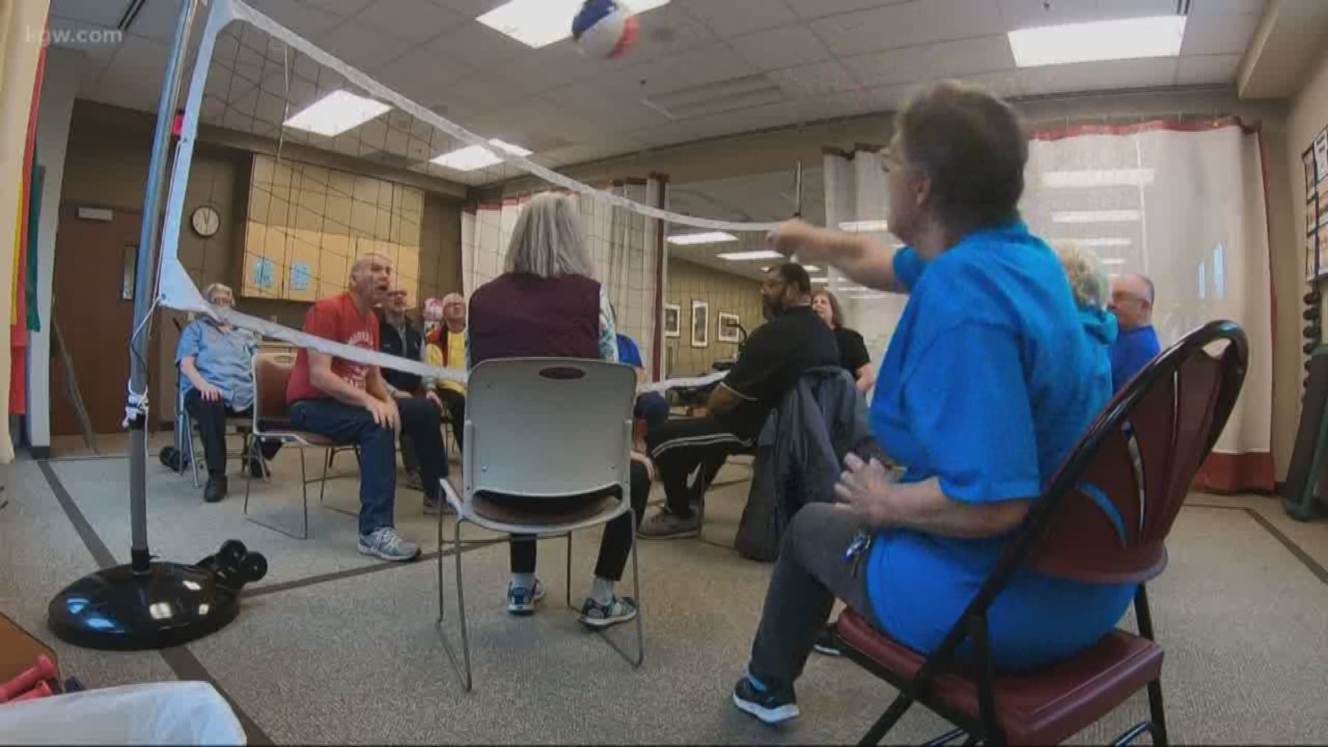 Patients in cardiac rehab find laughter, friends and fun by playing some volleyball. Brittany Falkers introduces us to the group.