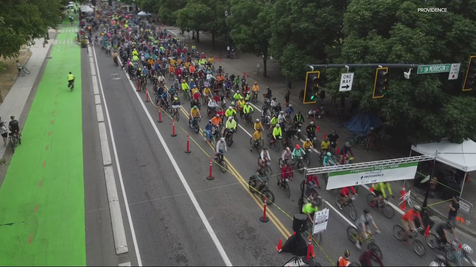 Seven Portland bridges were closed to car traffic thanks to the annual Providence Bridge Pedal event.