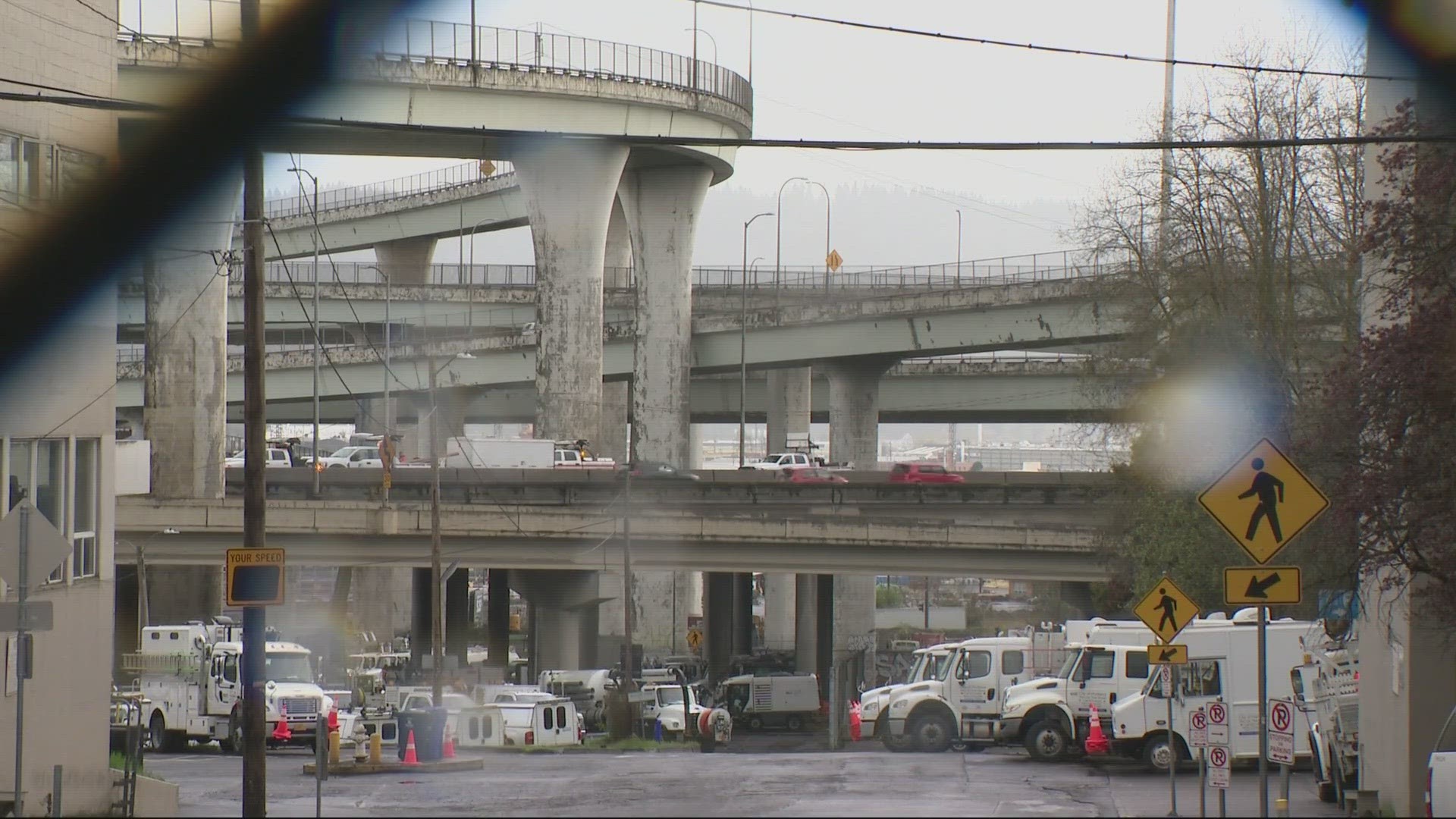 ODOT says drivers alerted them to the problem Thursday afternoon about bumps in the road and concrete falling into PBOT's yard below.