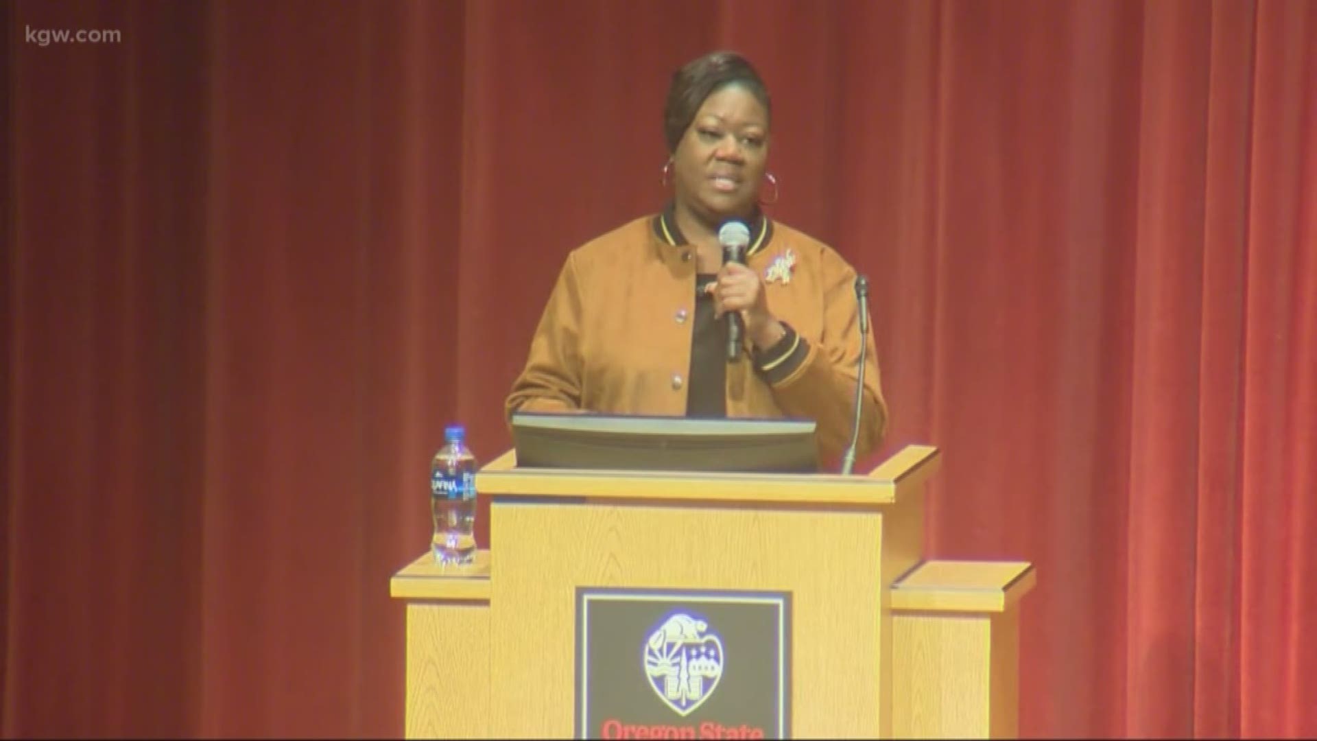Sybrina Fulton, the mother of Trayvon Martin, spoke at Oregon State University as part of an MLK Day celebration.