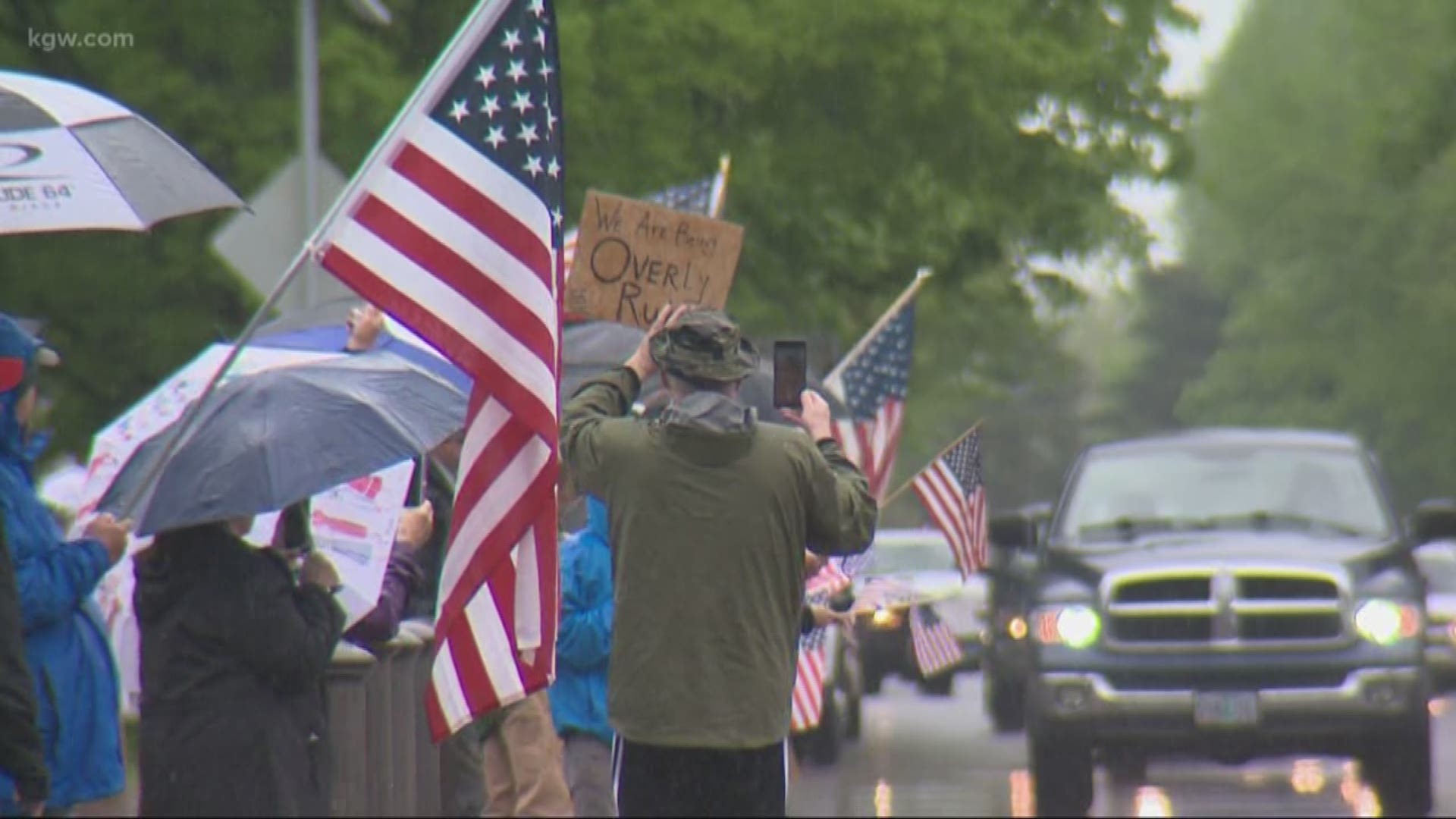 Protestors gathered in Salem on Saturday. They were there to try and persuade officials to reopen the state.
