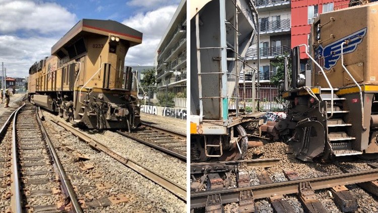 Freight car derails close to Union Station in downtown Portland