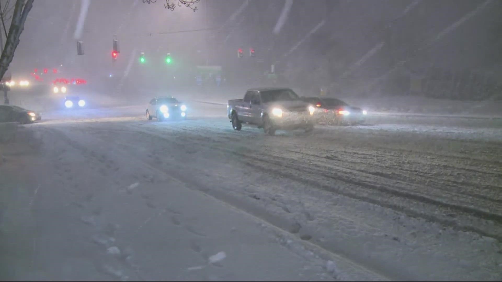 The drive home for many is worrisome with the snowy weather conditions. Some got stalled along Johnson Creek Boulevard in Happy Valley