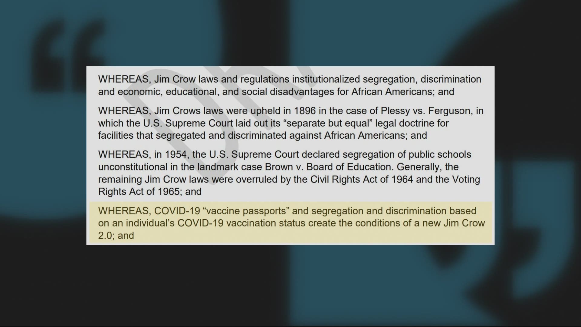 Clackamas County is proposing its own vaccine ban. A big chunk of the resolution compares vaccine passports to Jim Crow laws.