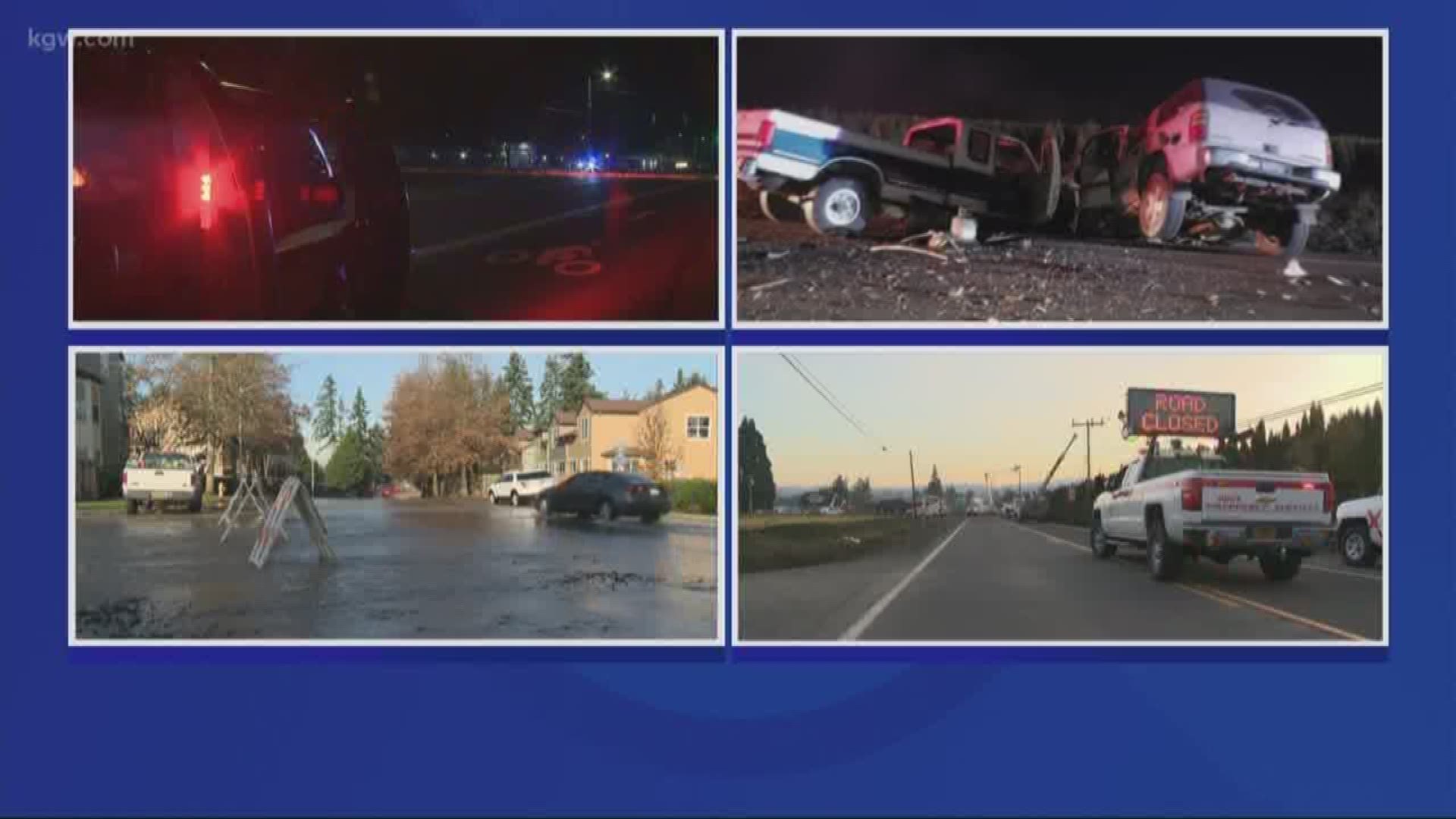 At least four people were killed on the roads Saturday evening in western Oregon.