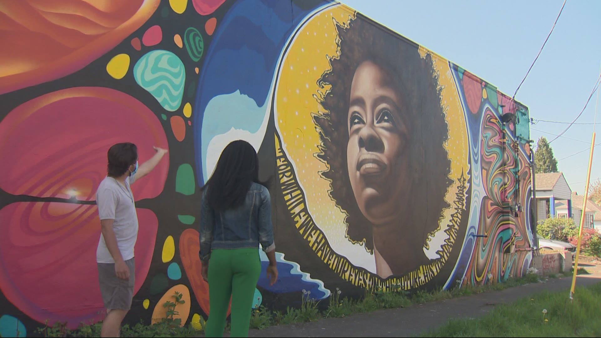Artist Campo Graphic's mural, which honors the country’s first National Youth Poet Laureate, is near the corner of Northeast 15th and Killingsworth