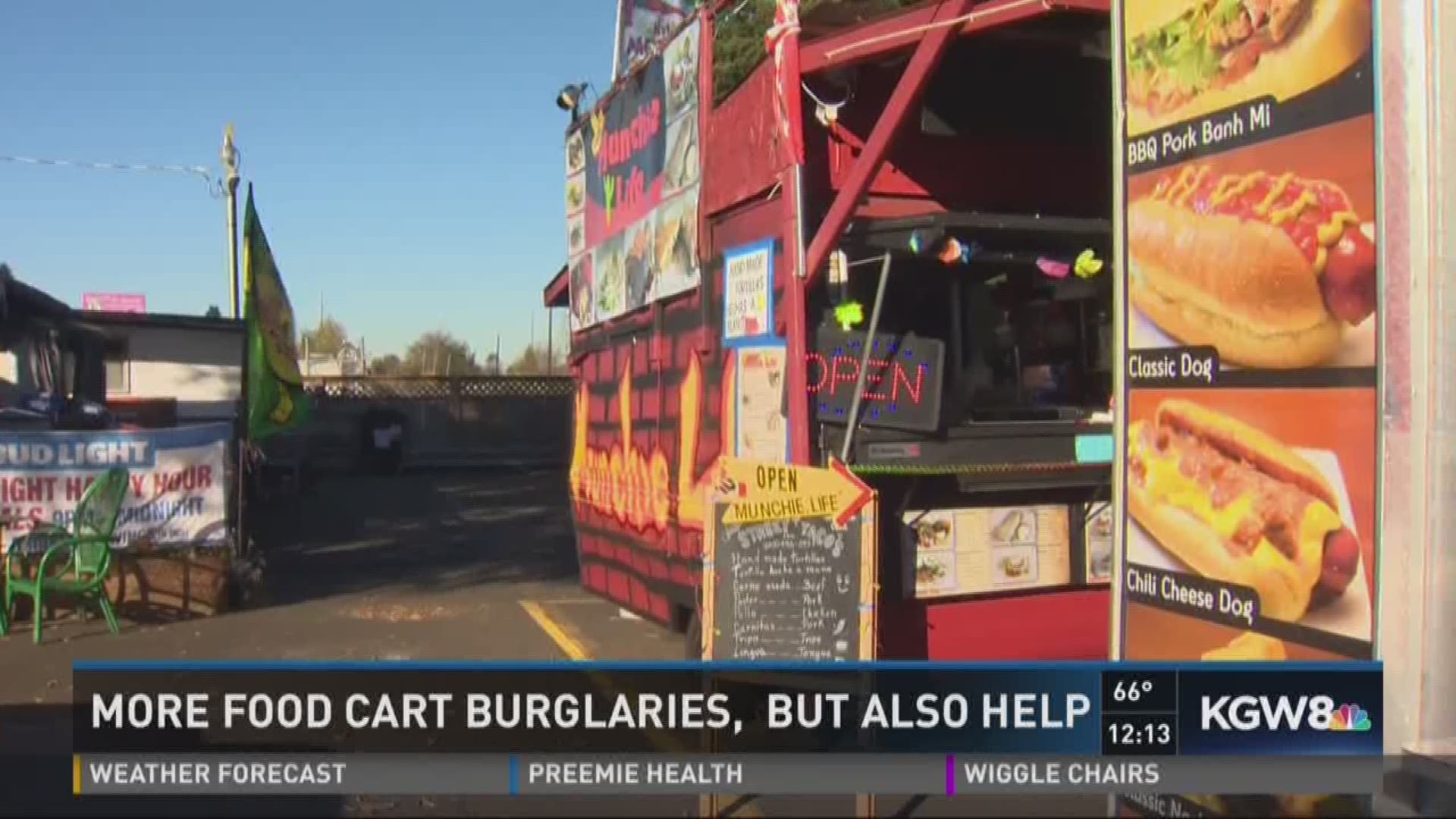 More food cart burglaries, but also help
