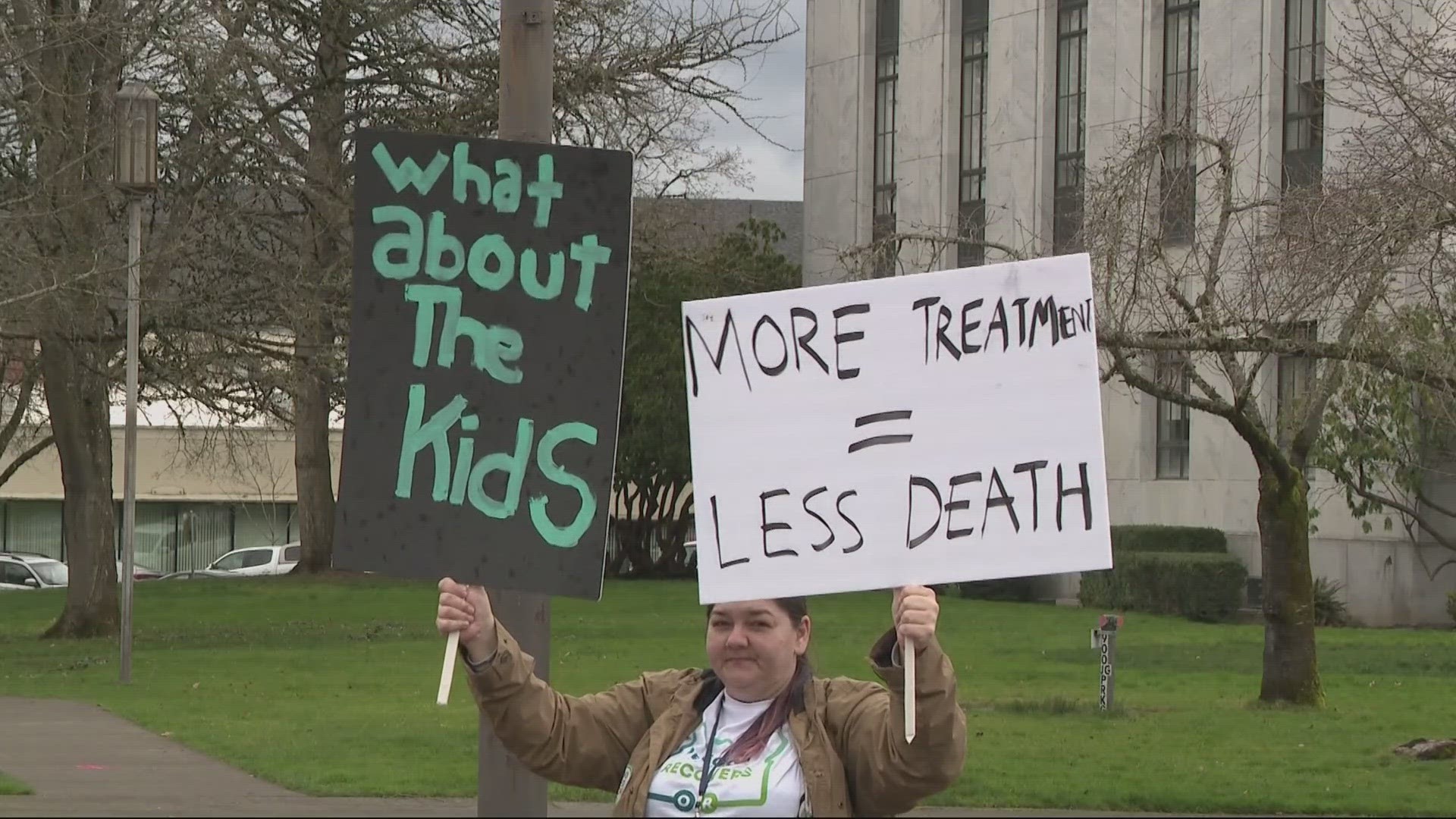 On Thursday, dozens of people rallied in front of the capital building in Salem for more statewide drug addiction services.