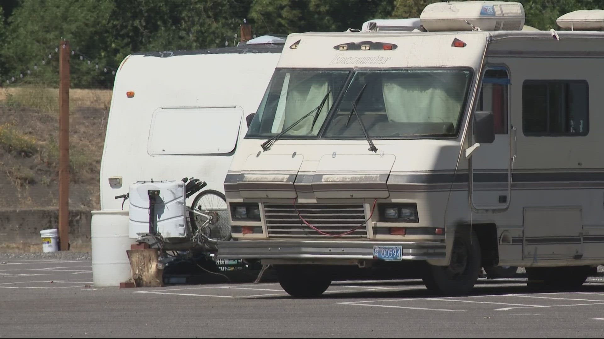 The city-sanctioned Safe Rest RV Village for homeless people located in Northeast Portland can hold 55 vehicles holding nine residents currently.