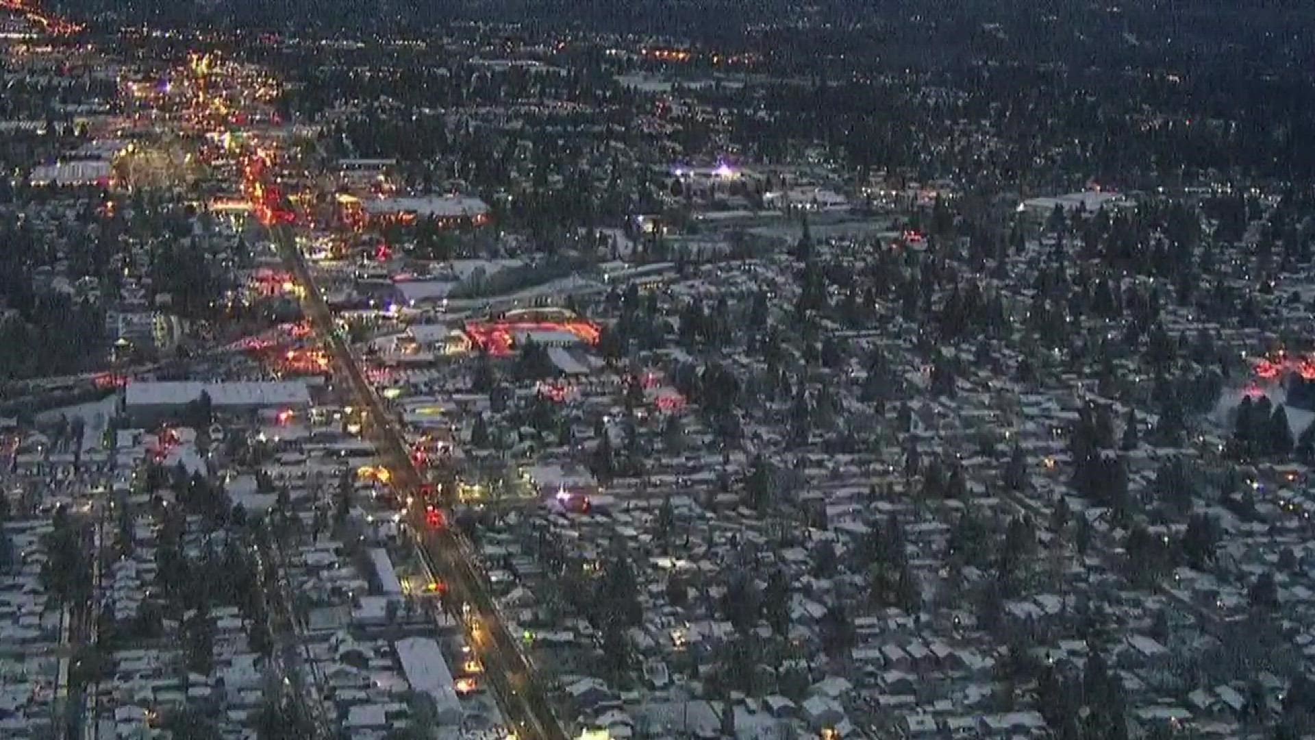 Here's a quick tour of the snow-covered Portland metro area on Monday morning, courtesy of Sky 8