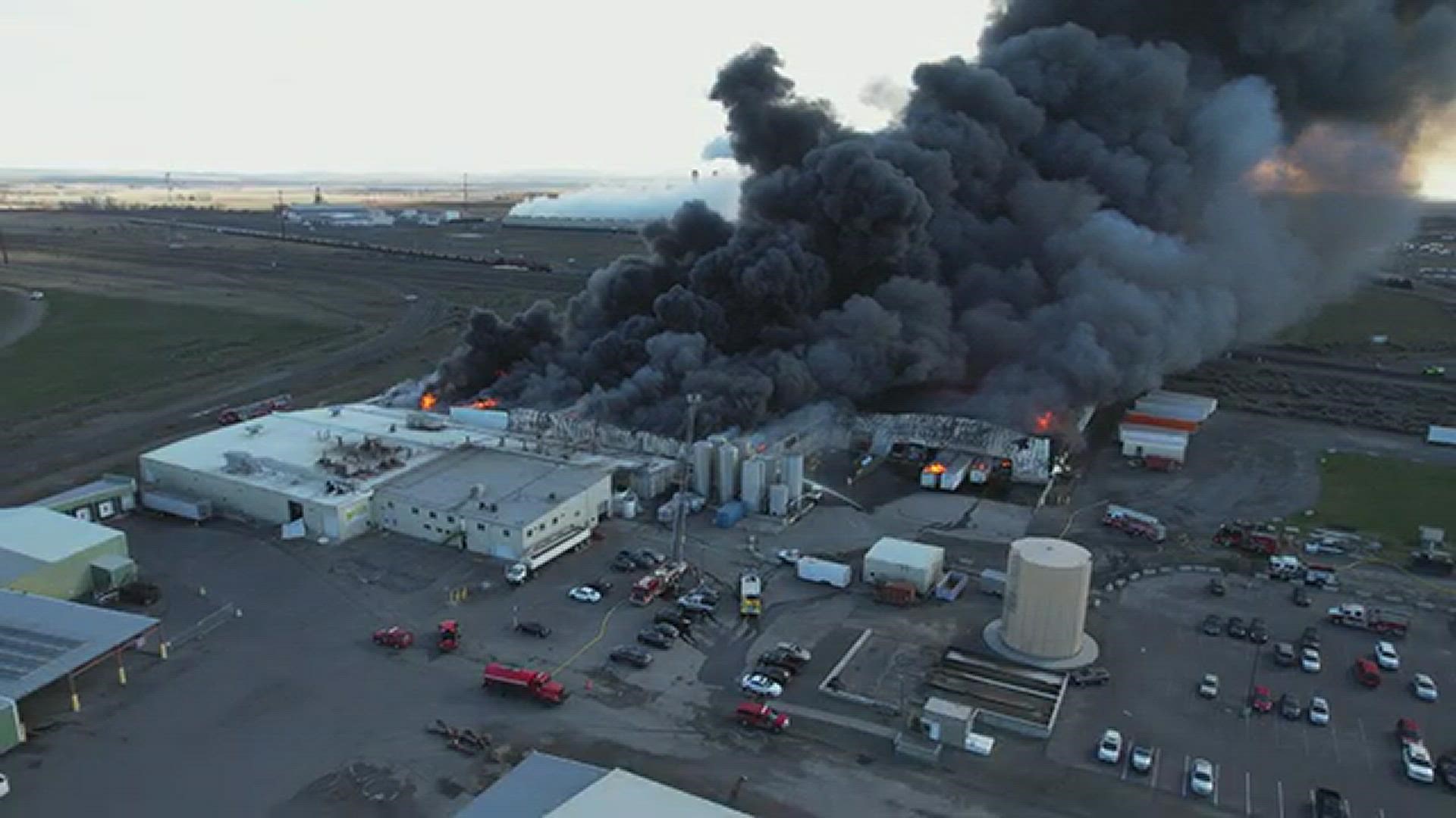 Shearer's Foods in Hermiston burned after a reported explosion on Tuesday, Feb. 22.