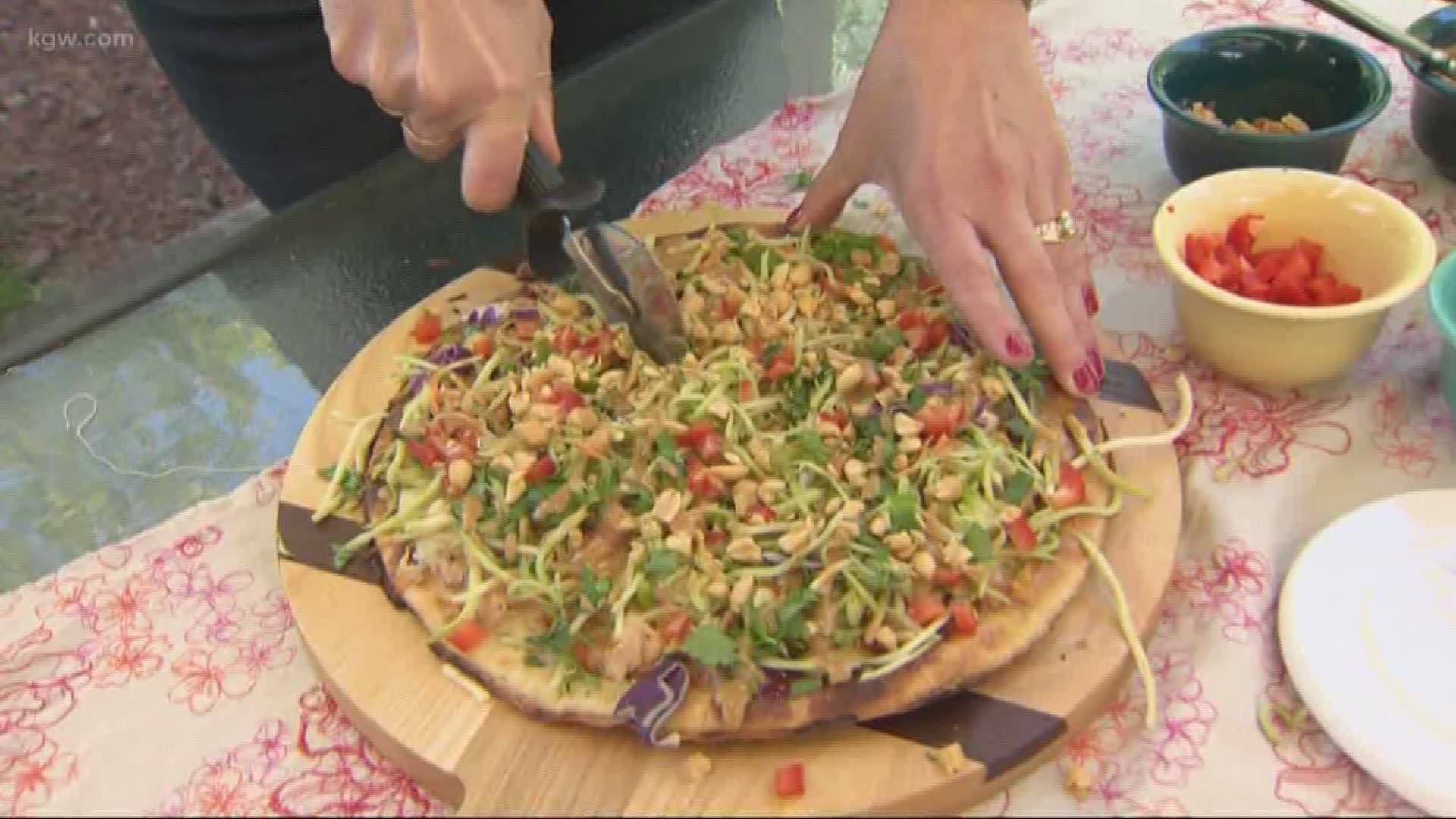Loyal KGW viewers Pam & Paul Anderson from Gladstone share their recipe for Thai pizza baked on an outside grill.