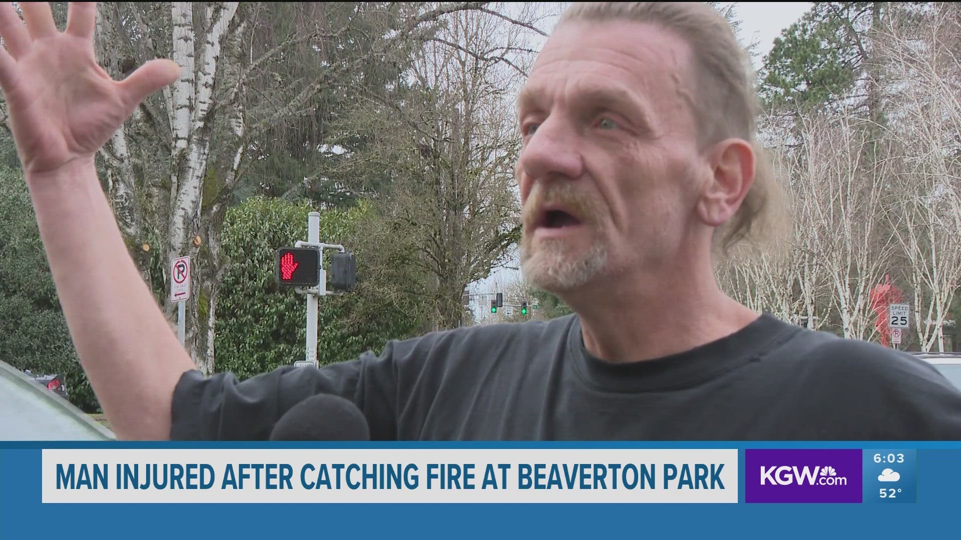 Life flight was called to a park in Beaverton, on Tuesday, after reports of a man on fire. The condition of the victim is unknown.