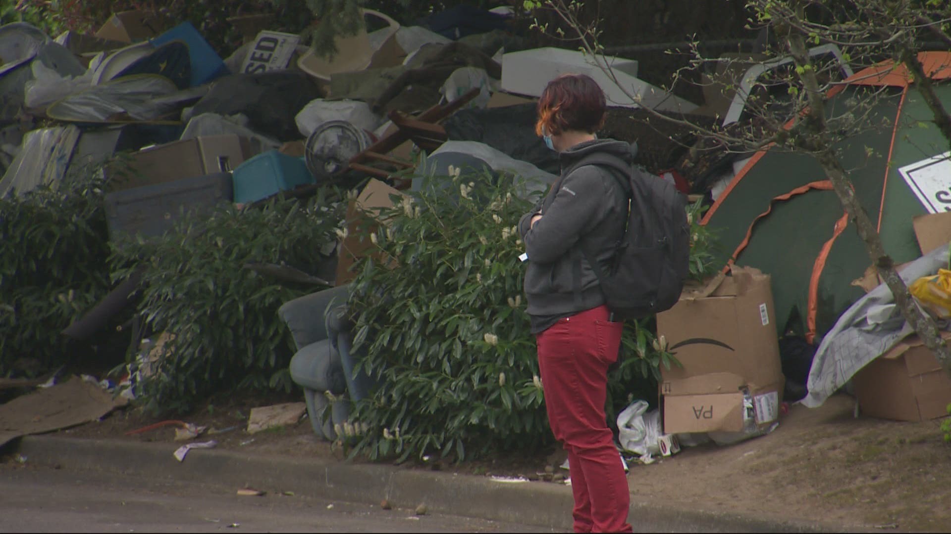 The trash pile located at NE Burnside and 160th Avenue, which didn’t originally qualify to be picked up, will take two days to clear