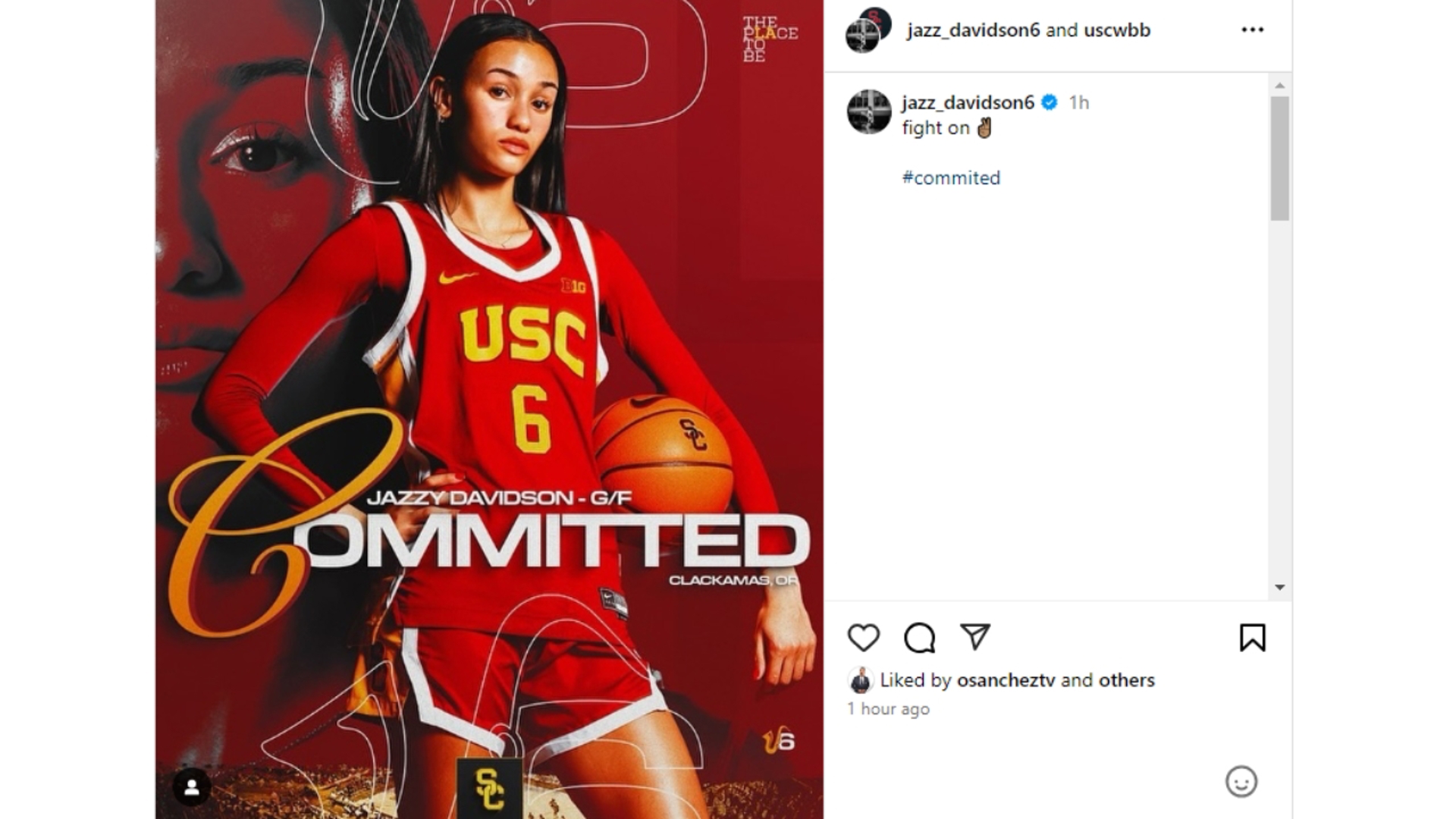 Oregon 5-star recruit Jazzy Davidson commits to USC | kgw.com