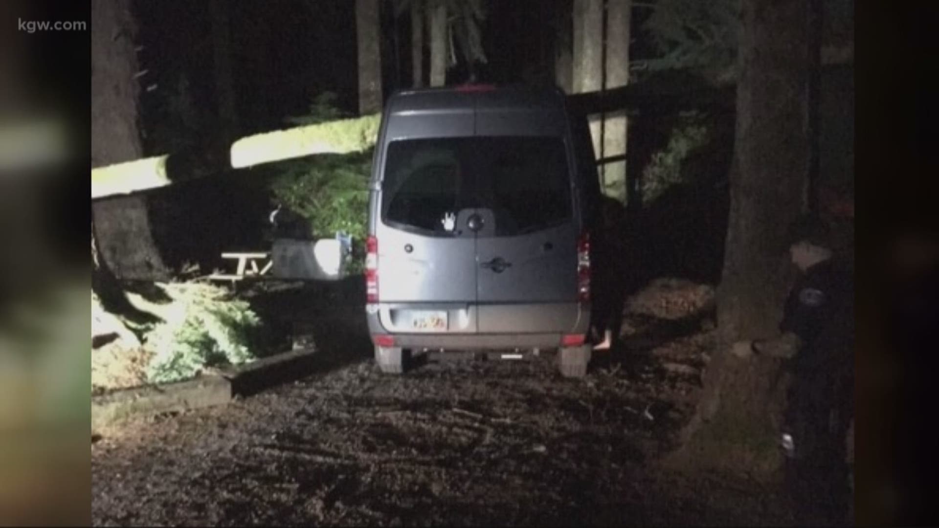 Fortunately, no one was hurt, when a tree came crashing down at Wright's Campground in Cannon Beach. The tree fell onto a family's van. The family was visiting from Salt Lake City, Utah.