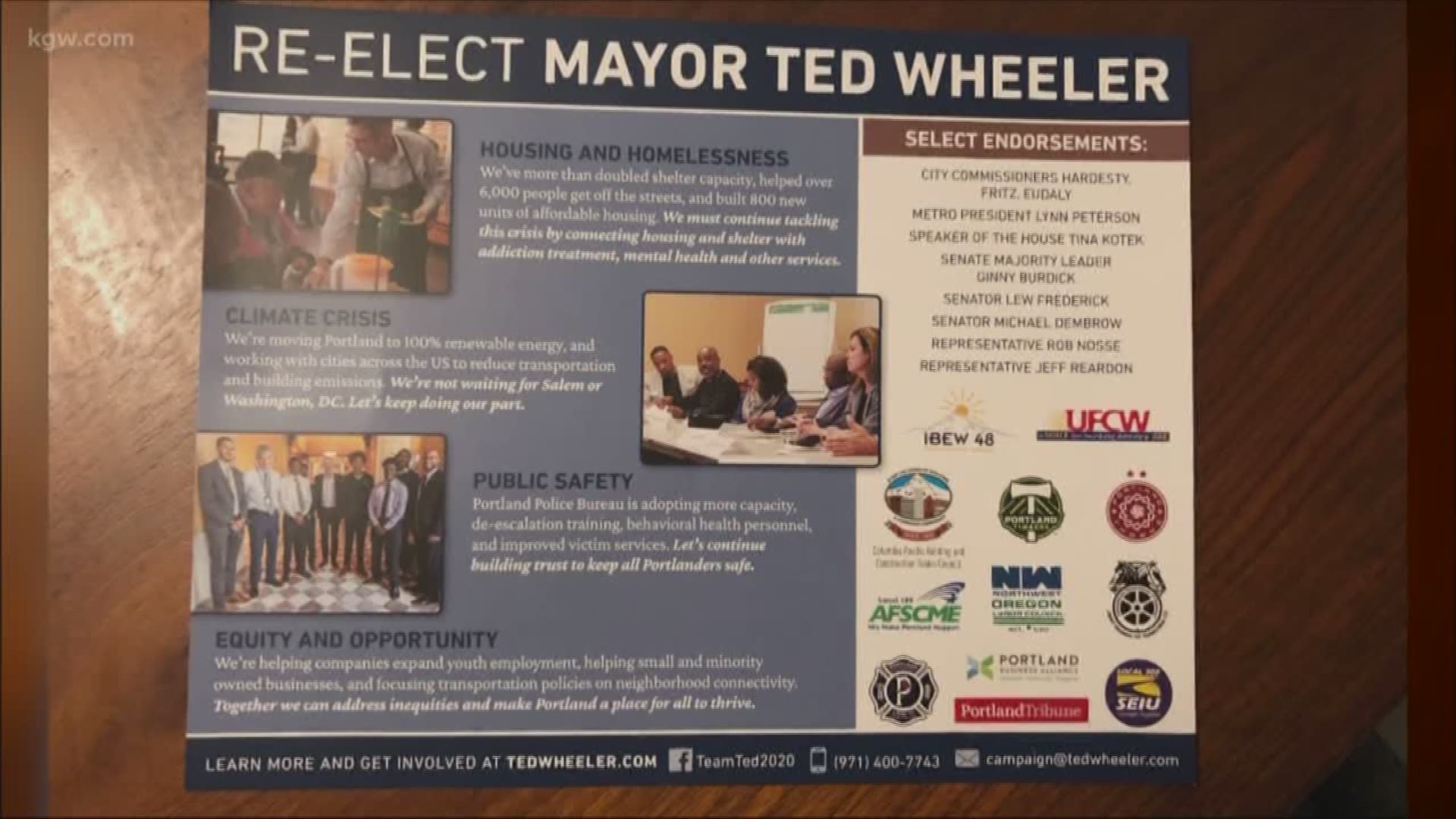 Voters are receiving a pamphlet that shows the incumbent has quite a few supporters, but at least three of those endorsements don't appear to be valid.