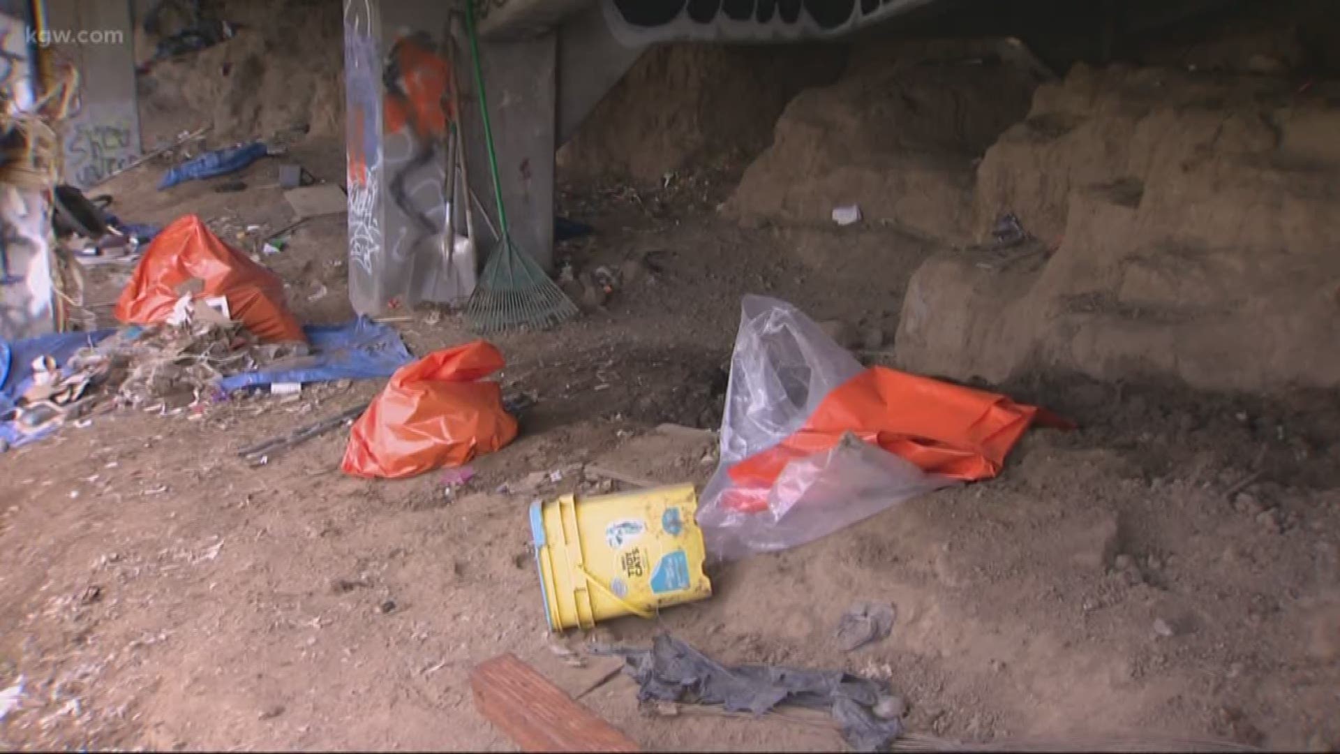 ODOT crews cleared a homeless camp from under Highway 99.