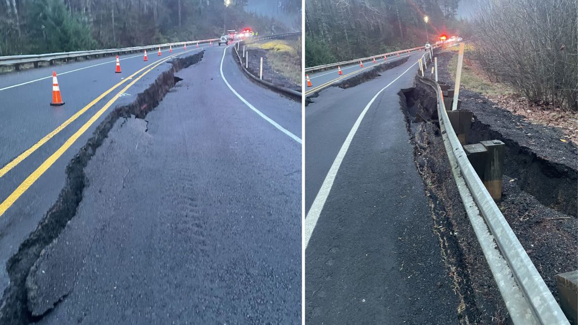 Highway 6 closed indefinitely due to landslide, sunken grade