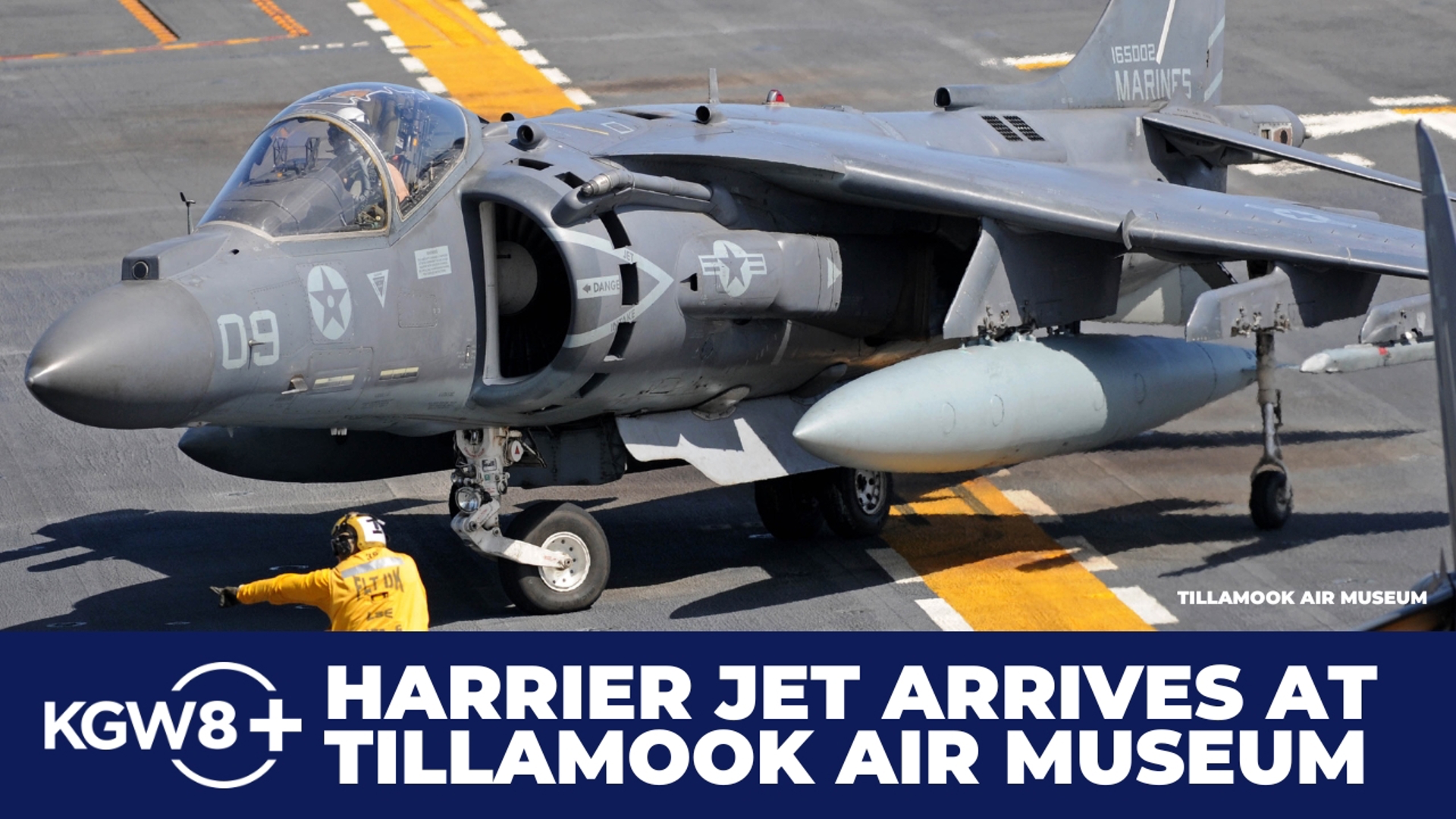 A piece of combat aviation history landed in Tillamook. Watch a Harrier jet with more than 600 combat hours fly in under its own power.