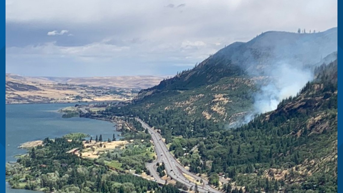 Crews work 15acre brush fire near Rowena, part of Highway 30 closed