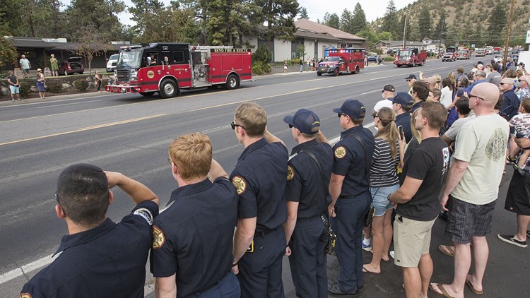 Procession in Bend honors firefighter and brother killed in plane crash