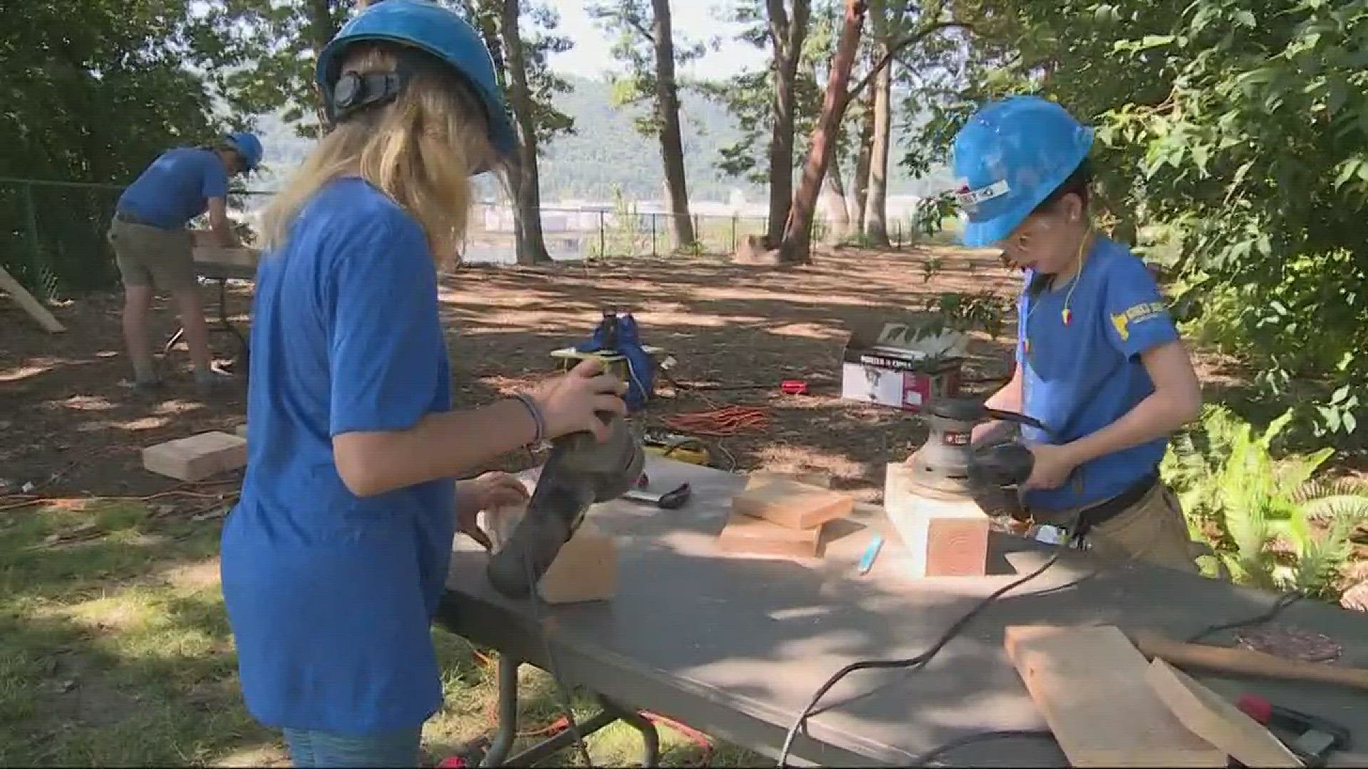 Little girls get creative with power tools