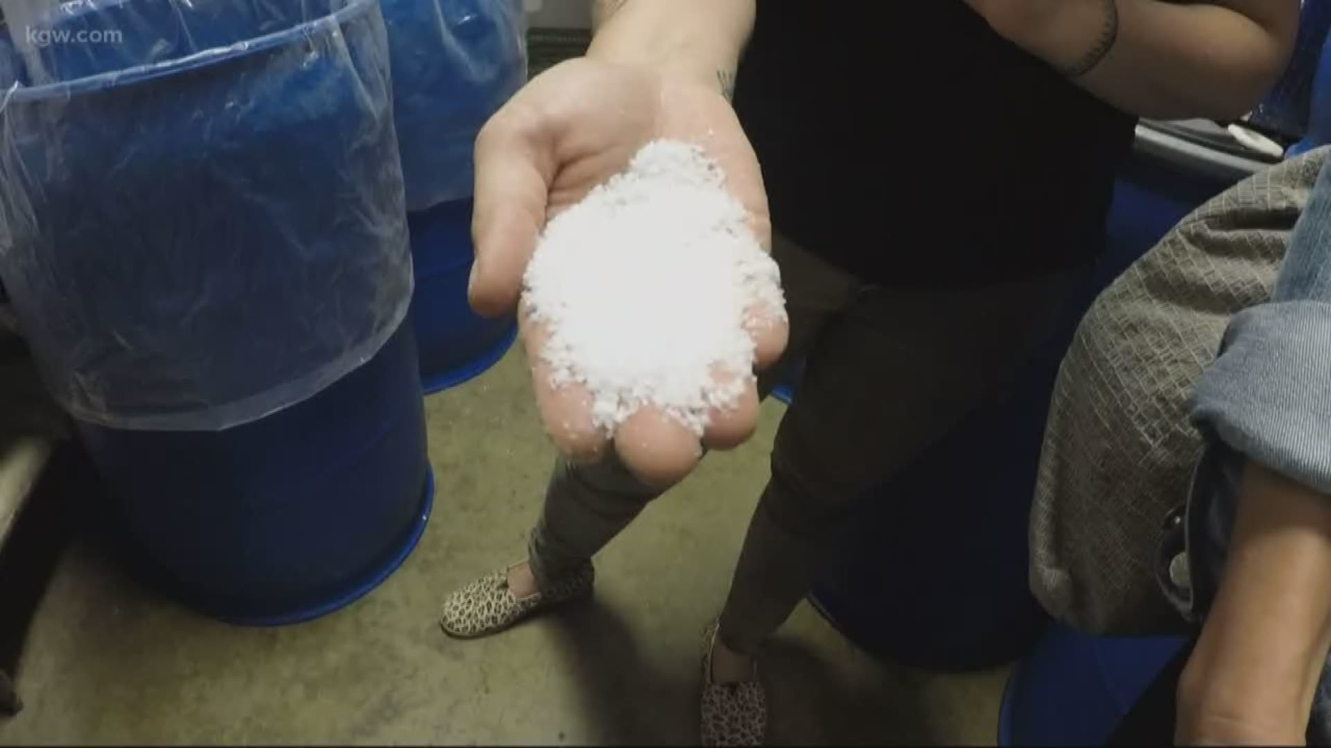 KGW Sunrise anchor Nina Mehlhaf takes a tour of Jacobsen Salt on the Oregon Coast and learns about the extraction process.