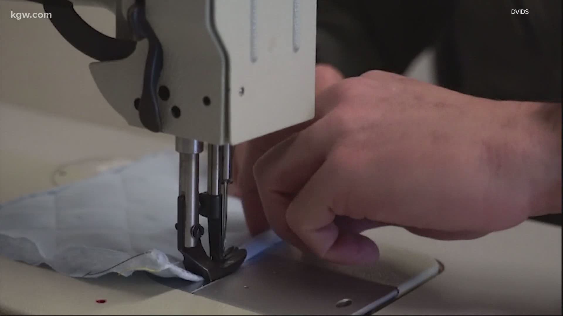 The Rescue Swimmers at U.S. Coast Guard Sector North Bend have been using their skills to make protective masks for their local healthcare workers.