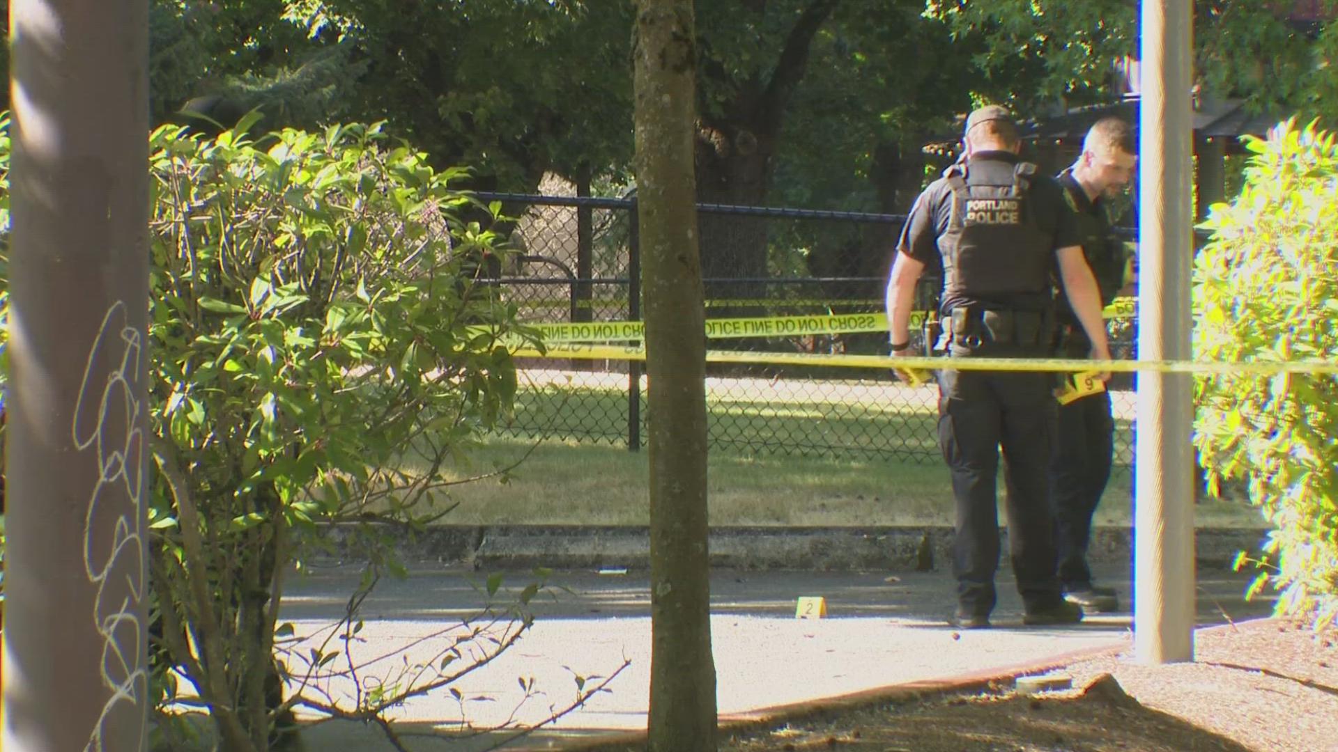 Two people were hit when someone fired dozens of rounds into Dawson Park.