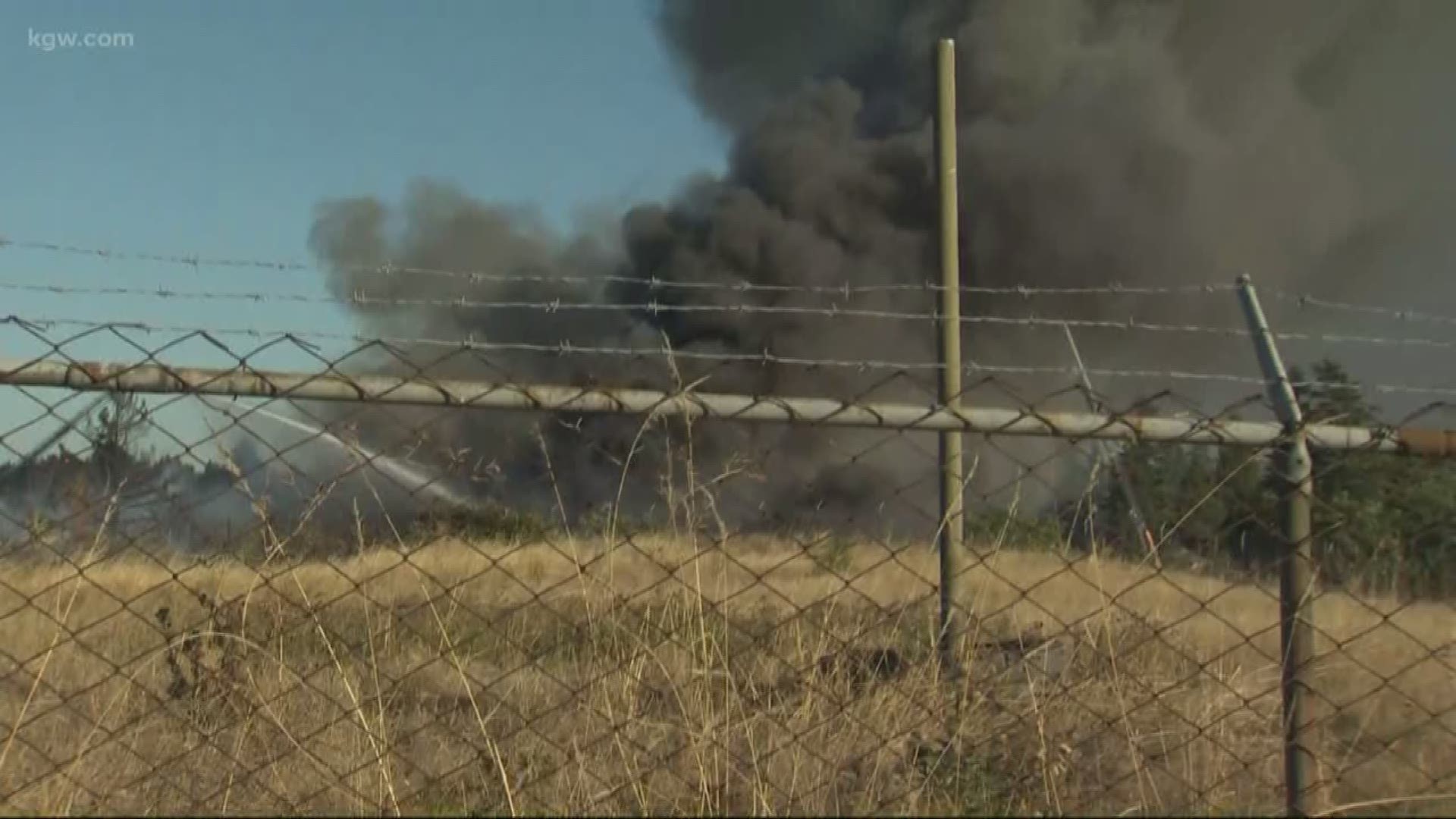 A 4 alarm fire burning in NE Portland produced smoke that could be seen for miles.