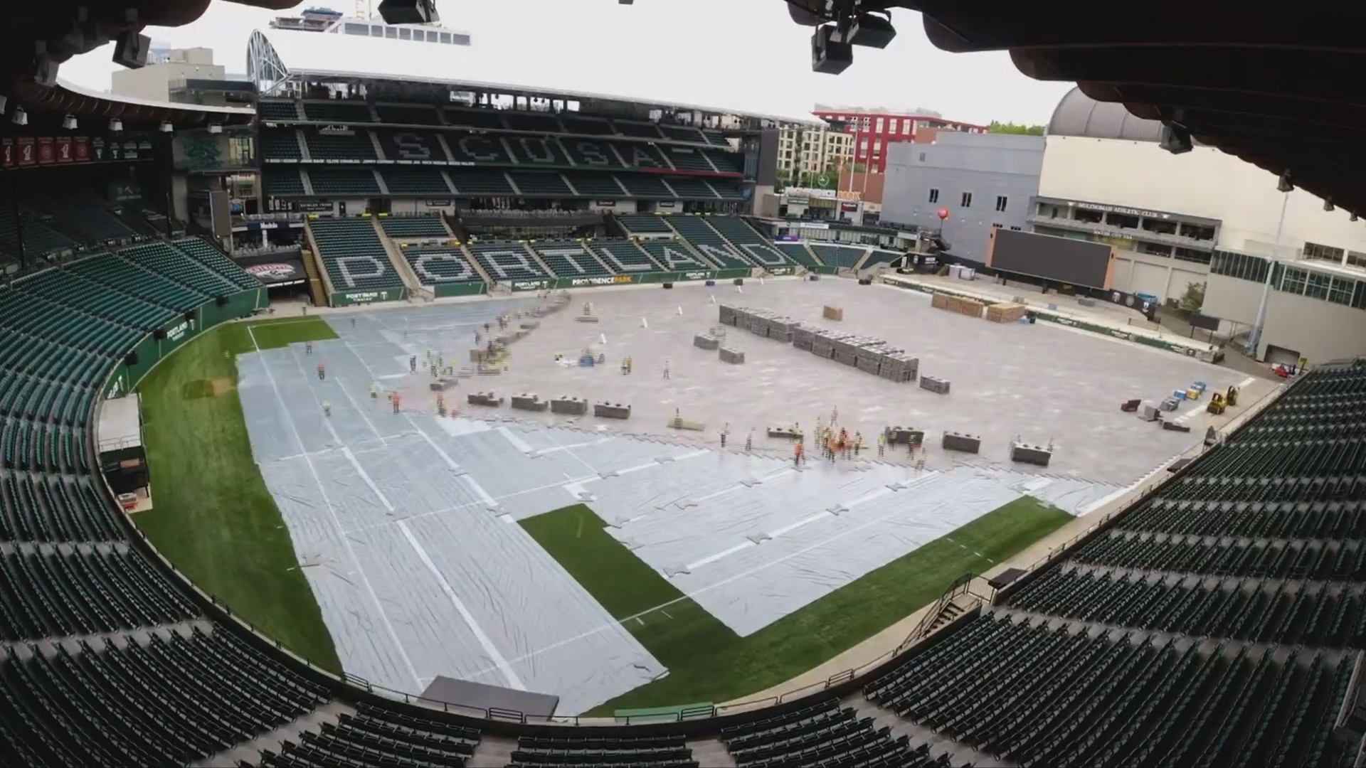 A time-lapse video of crews preparing for the first concert  at Providence Park in nearly 20 years.