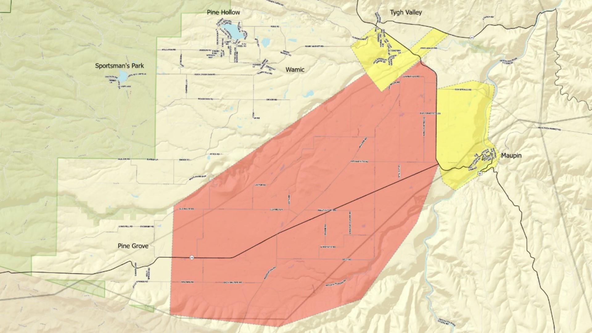 Wildfire near Maupin leads to evacuations near Highway 197