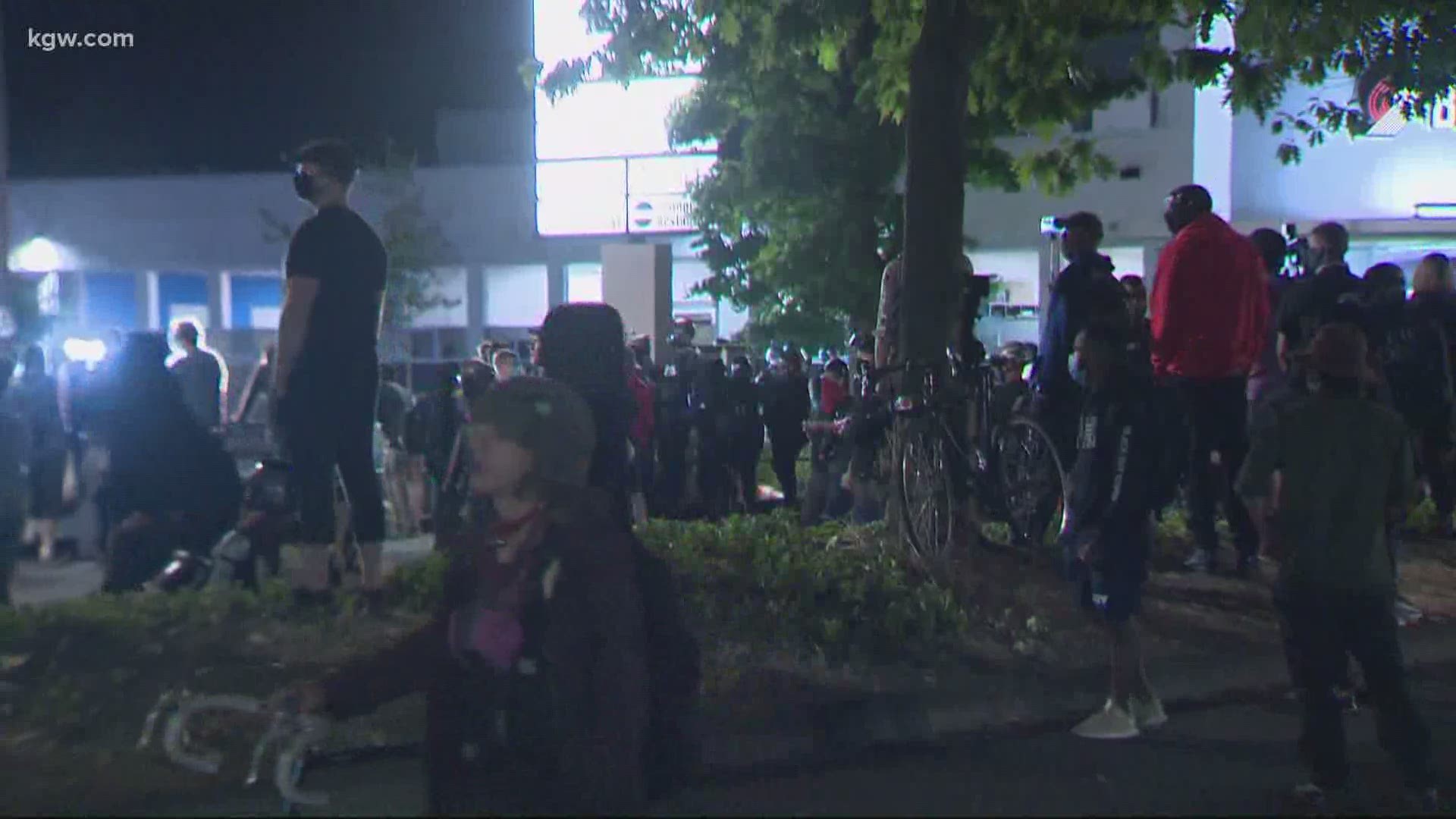 A few hundred people marched from Alberta Park to Portland police's North Precinct on Northeast Emerson Street.