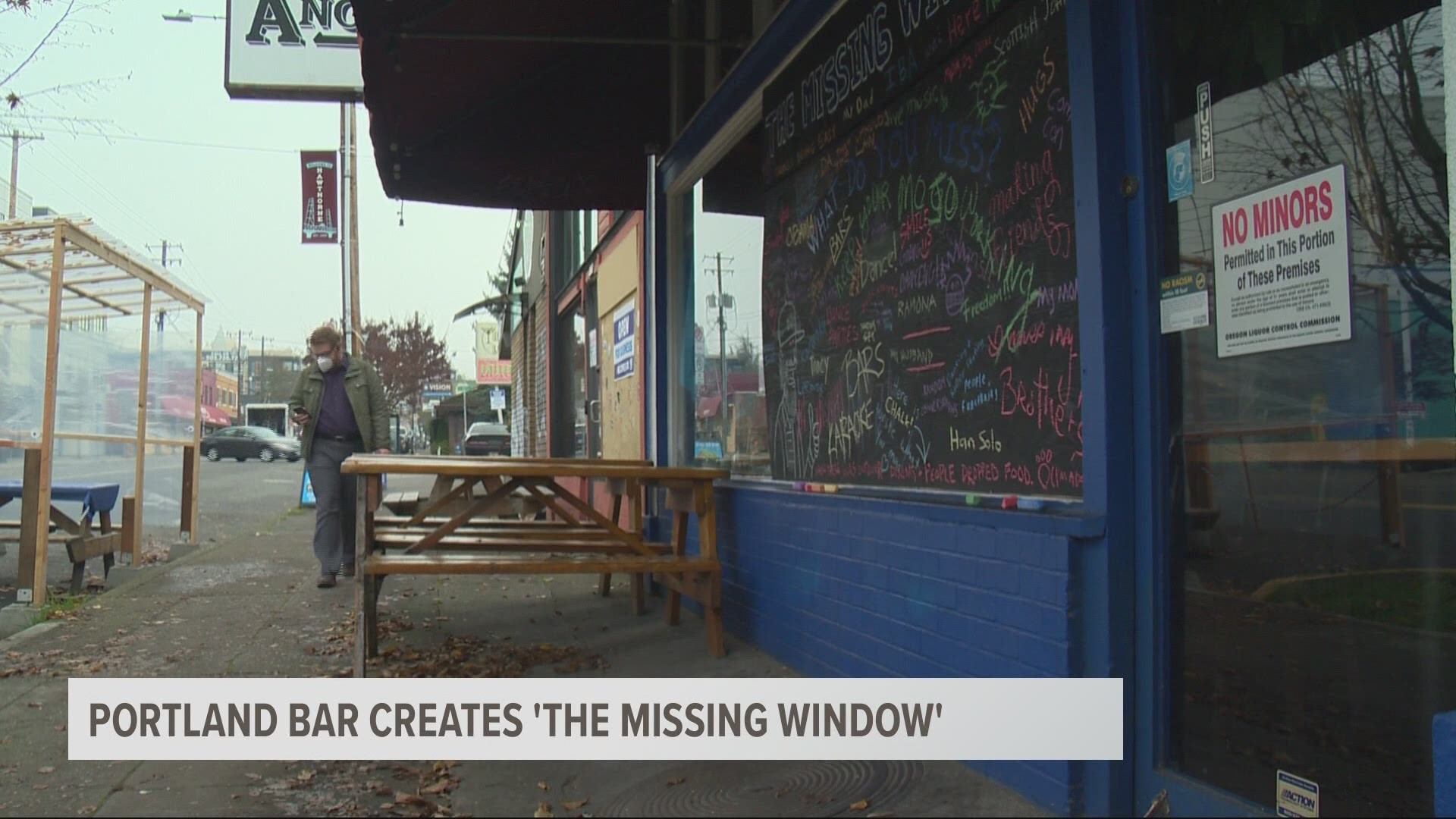 You see windows covered in plywood all across Portland. Devon Haskins takes us to a bar where a missing window is now a memorial to the past.